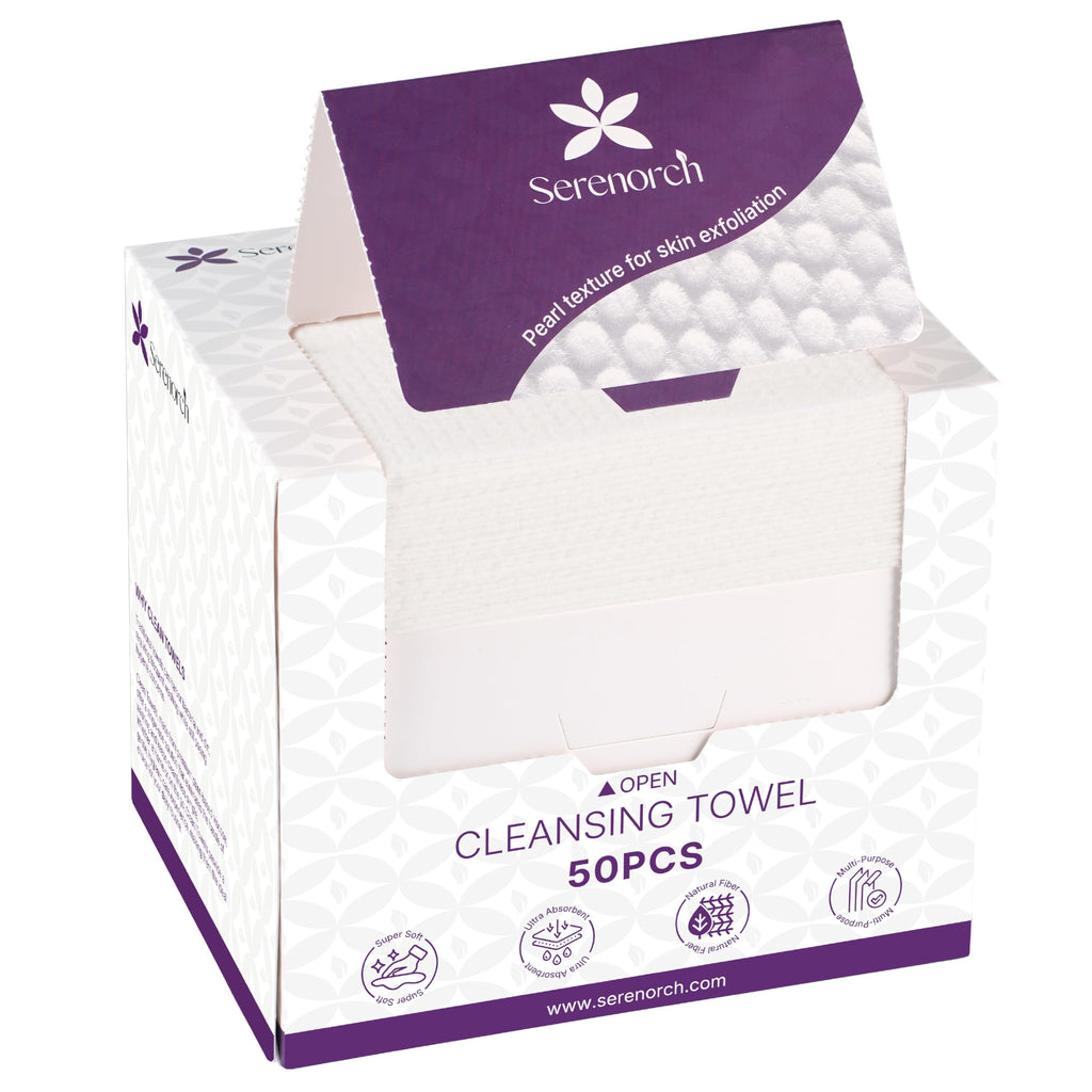 Disposable Face Towels XL, 50 Count | 10" x 12" Ultra Thick Facial Cleansing Cloths, Soft Dry Wipes for Sensitive Skin, Lint-Free Makeup Remover Towelettes