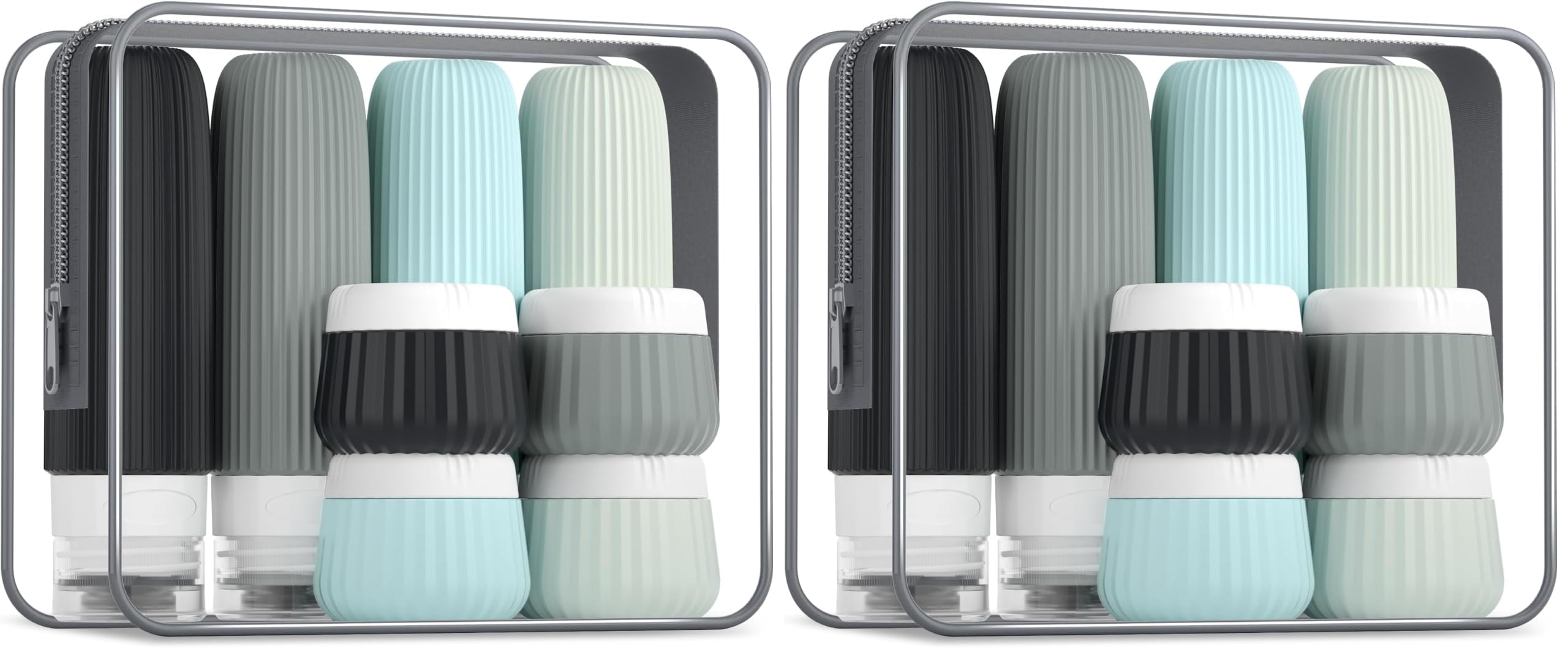 Mrsdry Travel Bottles - 8 Pack, TSA Approved Travel Size Toiletries, Leak Proof Silicone Squeezable Containers in Clear Bag