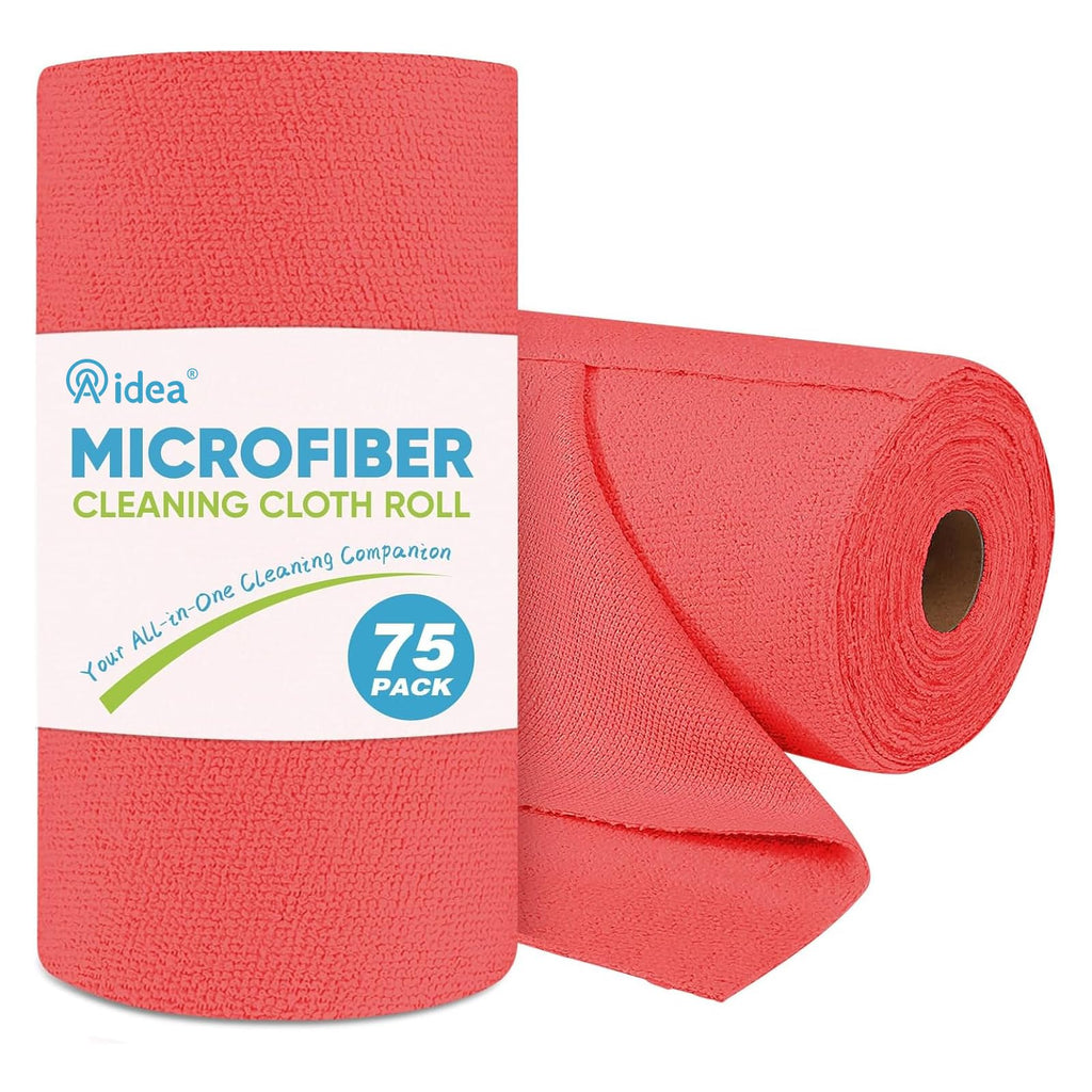 AIDEA Microfiber Cleaning Cloth Roll-50PK, Paper Towels Reusable 11.5×11.5" | Tear Away Towels, Washable Shop Rags, Microfiber Towels for Cars, Lint Free Rags for House, Kitchen, Window, Grey