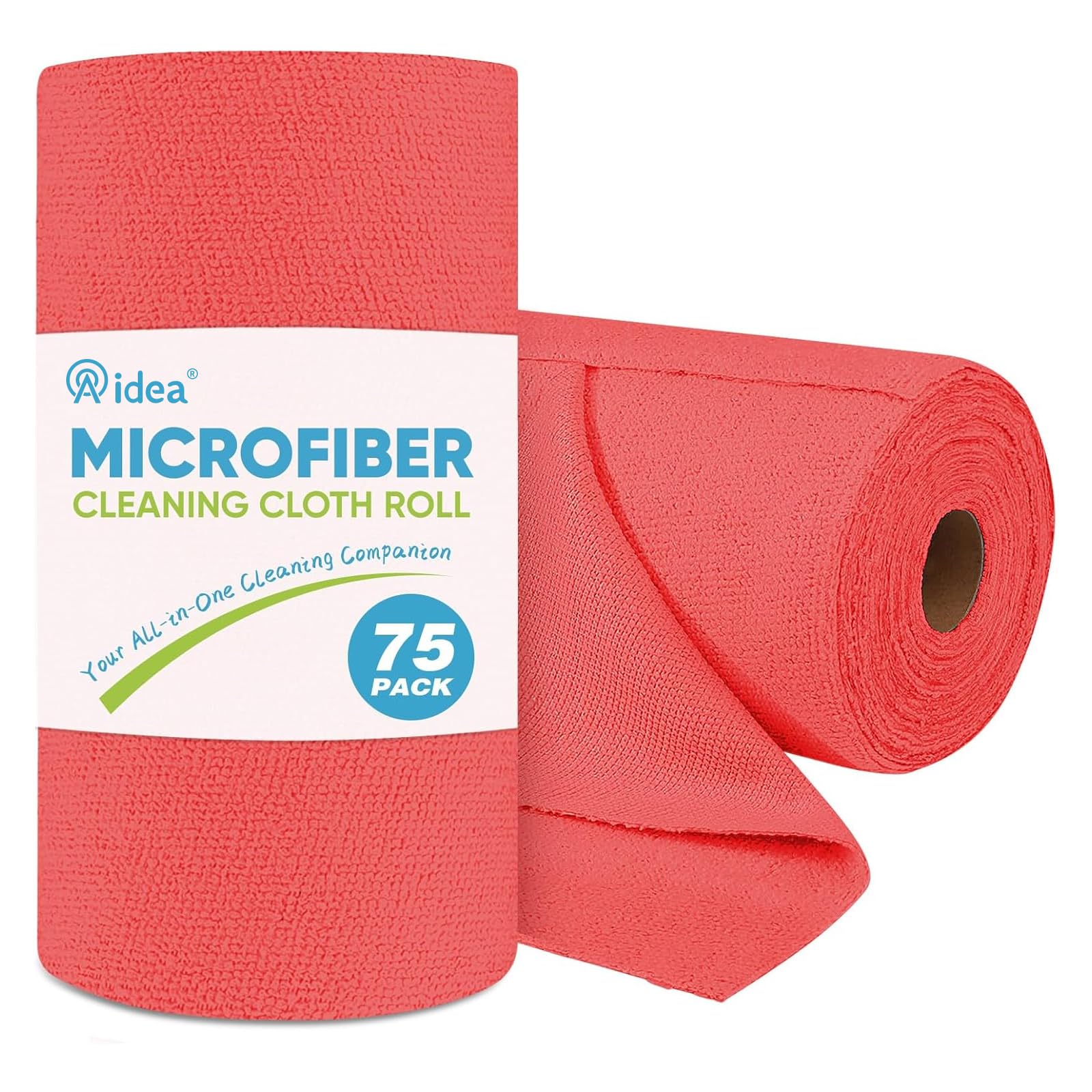 AIDEA Microfiber Cleaning Cloth Roll-50PK, Paper Towels Reusable 11.5×11.5" | Tear Away Towels, Washable Shop Rags, Microfiber Towels for Cars, Lint Free Rags for House, Kitchen, Window, Grey