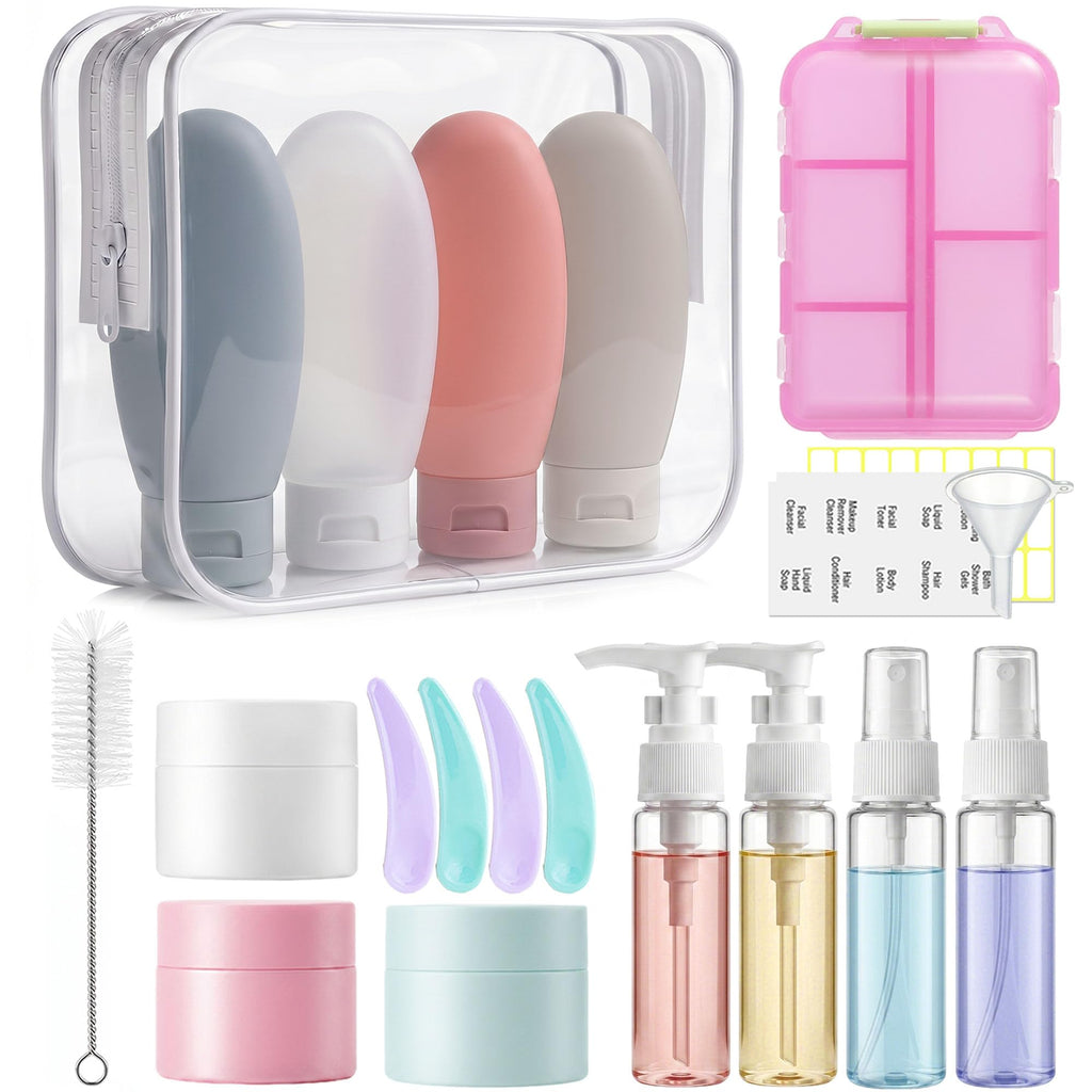 20 Pack Travel Bottles for Toiletries, Travel Containers with Pill Case | Portable, TSA Approved, Leak Proof, Shampoo Conditioner Bottles, Airplane Cruise Travel Essentials, for Women Men
