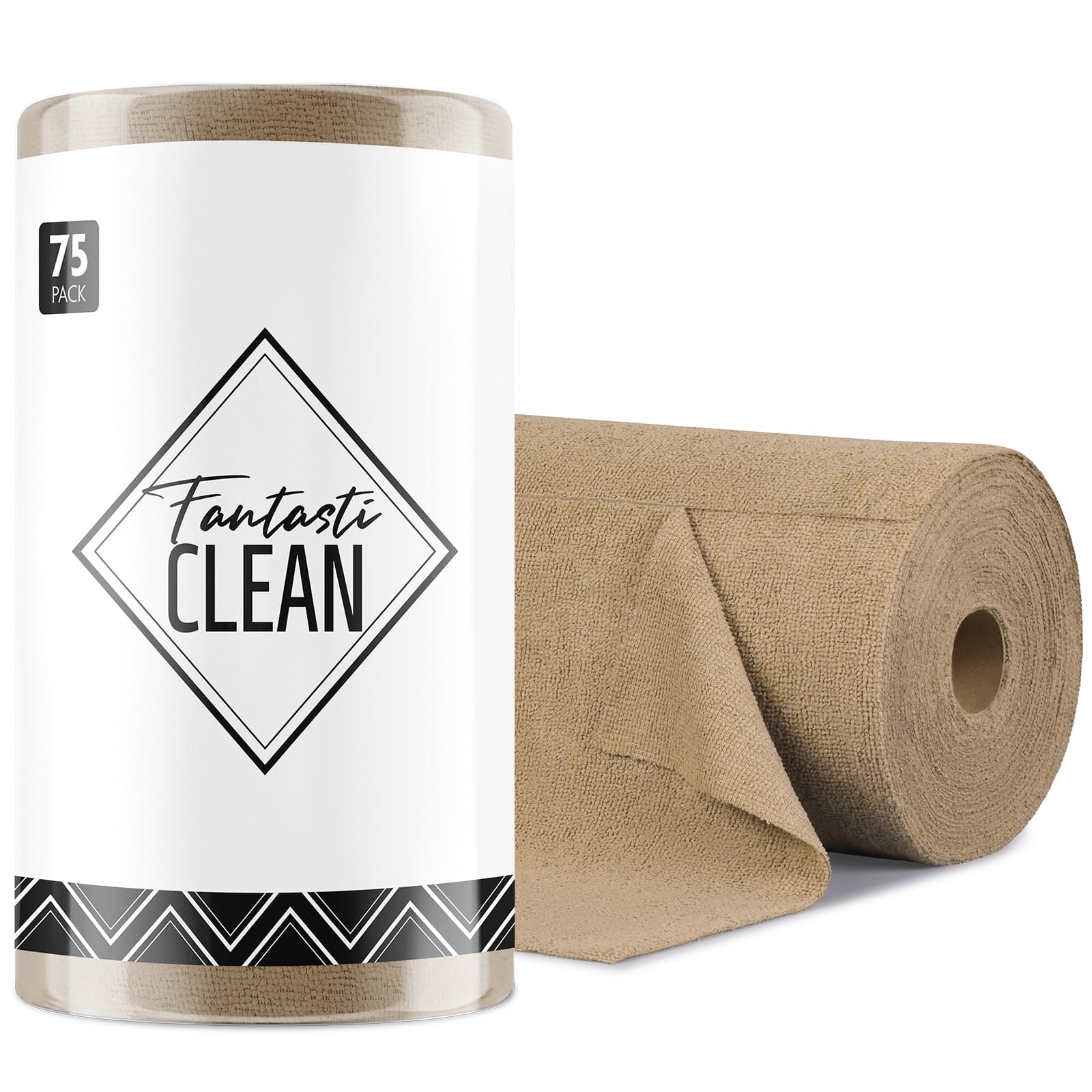 Fantasticlean Microfiber Cleaning Cloth Roll -75 Pack, 12" x 12" (Pink) | Reusable Alternative to Paper Towels, Ultra Absorbent, Lint-free Microfiber Towel Roll, for All-Purpose Cleaning