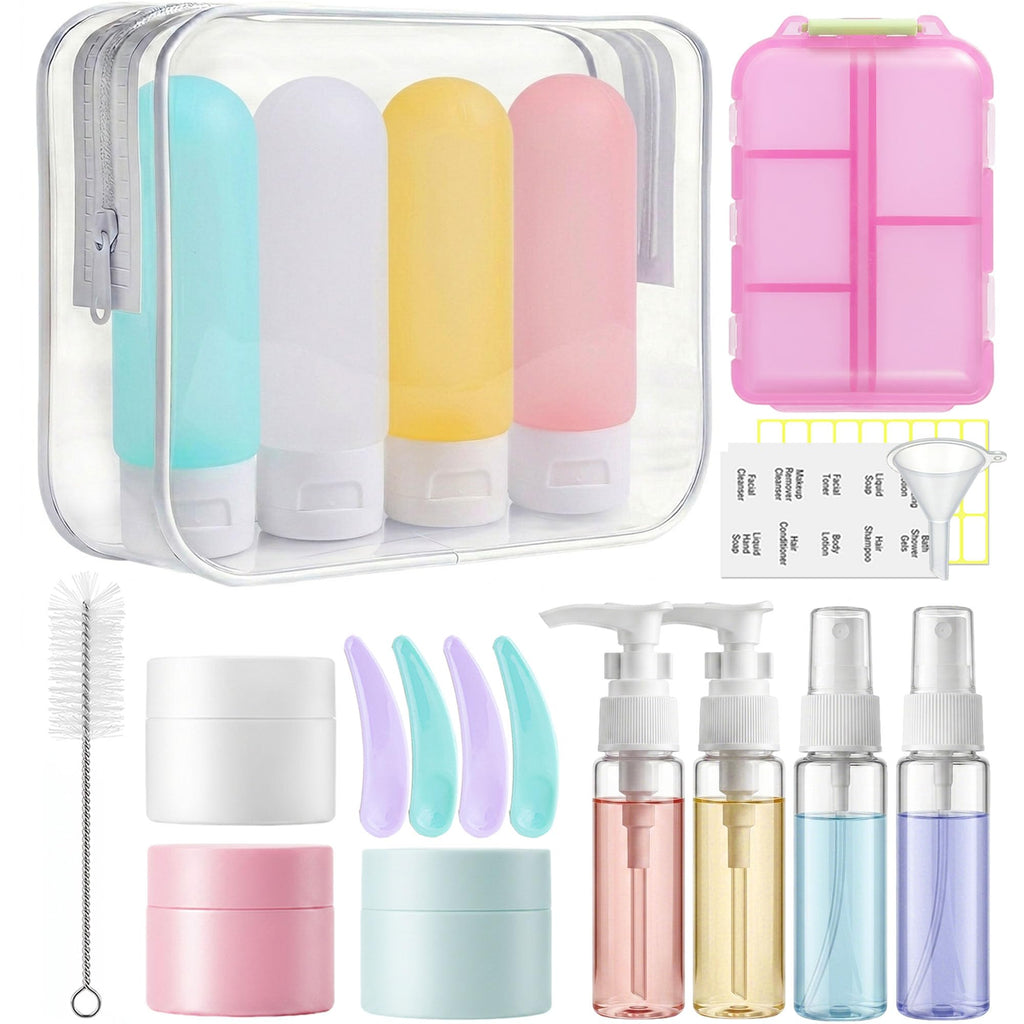 20 Pack Travel Bottles for Toiletries, Travel Containers with Pill Case | Portable, TSA Approved, Leak Proof, Shampoo Conditioner Bottles, Airplane Cruise Travel Essentials, for Women Men