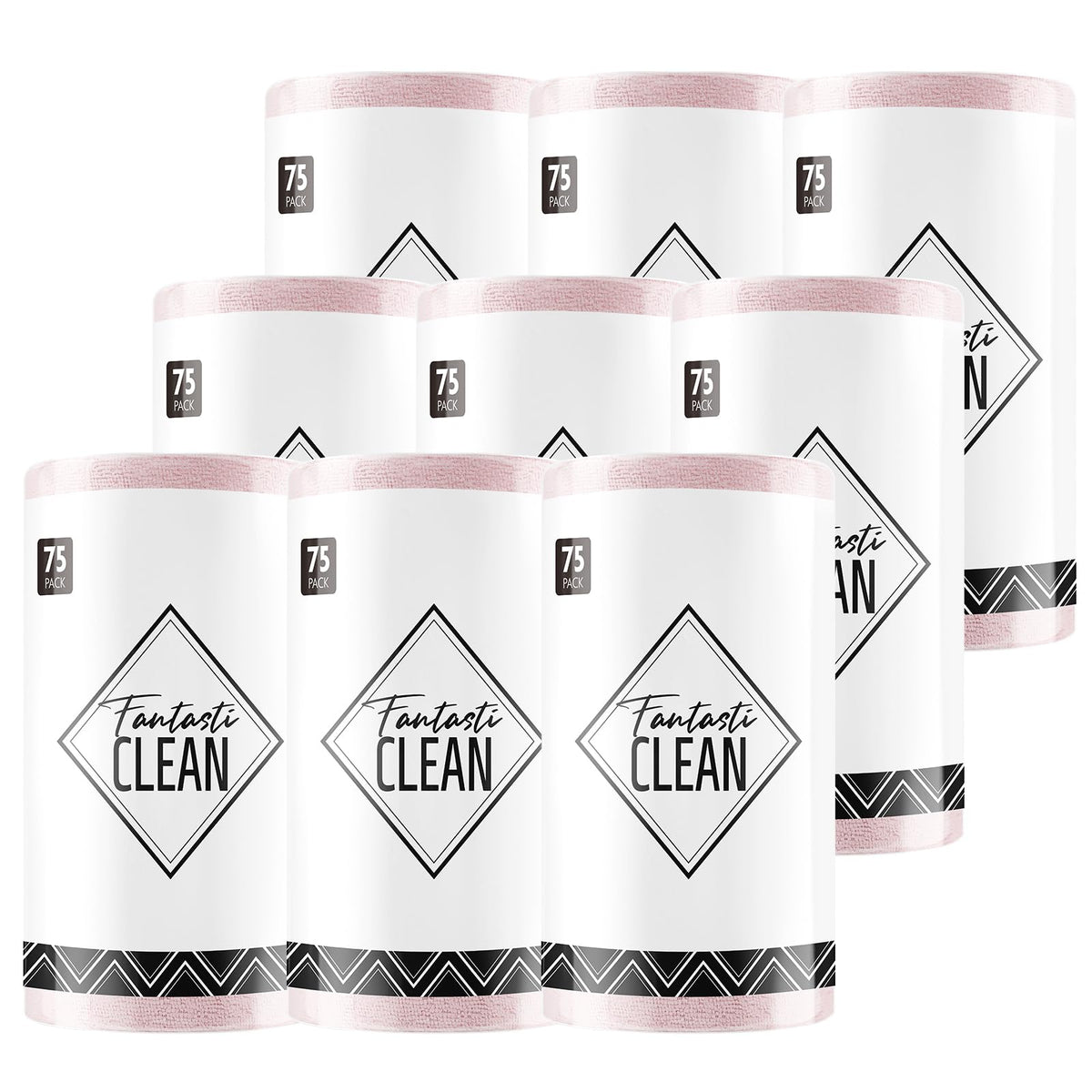 Fantasticlean Microfiber Cleaning Cloth Roll -75 Pack, 12" x 12" (Pink) | Reusable Alternative to Paper Towels, Ultra Absorbent, Lint-free Microfiber Towel Roll, for All-Purpose Cleaning
