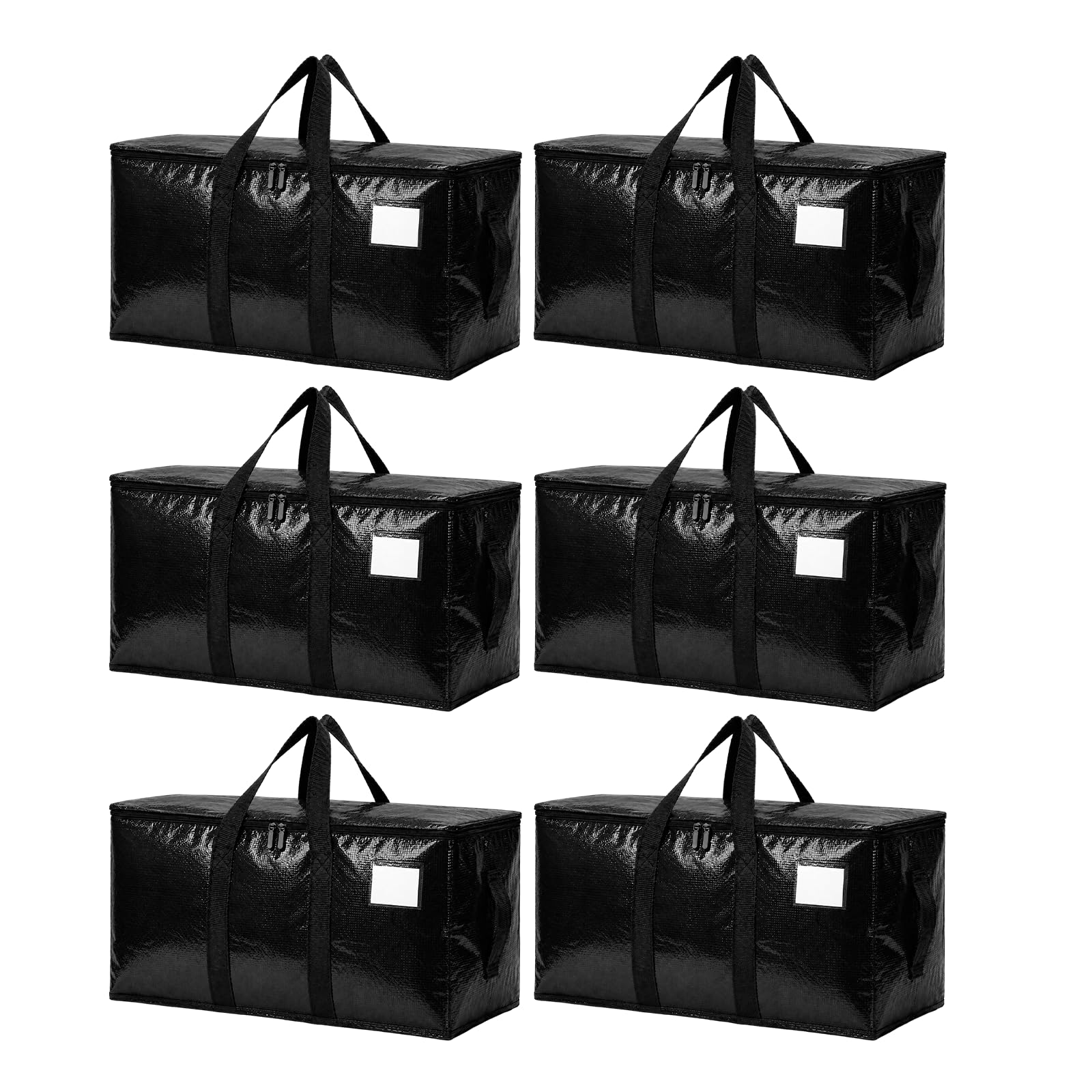 Songrey Extra Large Heavy Duty Moving Bags, 6 Pack, Dark Blue | Storage Bags with Zipper & Handles, Waterproof Totes Bags for Clothes Packing, Moving, College Supplies, Home Organization