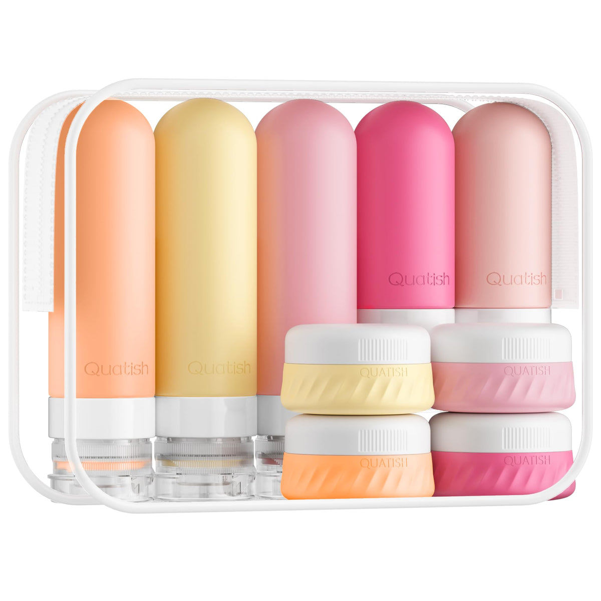 Quatish 15 Pack Travel Bottles for Toiletries, Original Patented, TSA Approved Travel Size Containers, Leak Proof Silicone Shampoo and Conditioner Bottles Women & Men, Airplane Essentials, Black