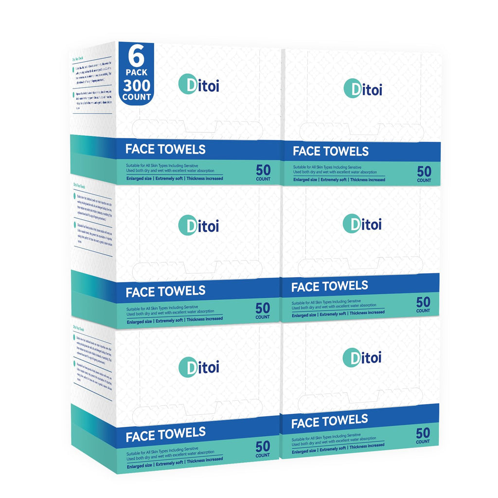 Ditoi Disposable Face Towels XXL, Soft Deep-Cleansing Face cloths,100 Count | Plant-Based Thick Facial Towels for Sensitive Skin,Disposable Washcloths for Skincare,Travel Essentials