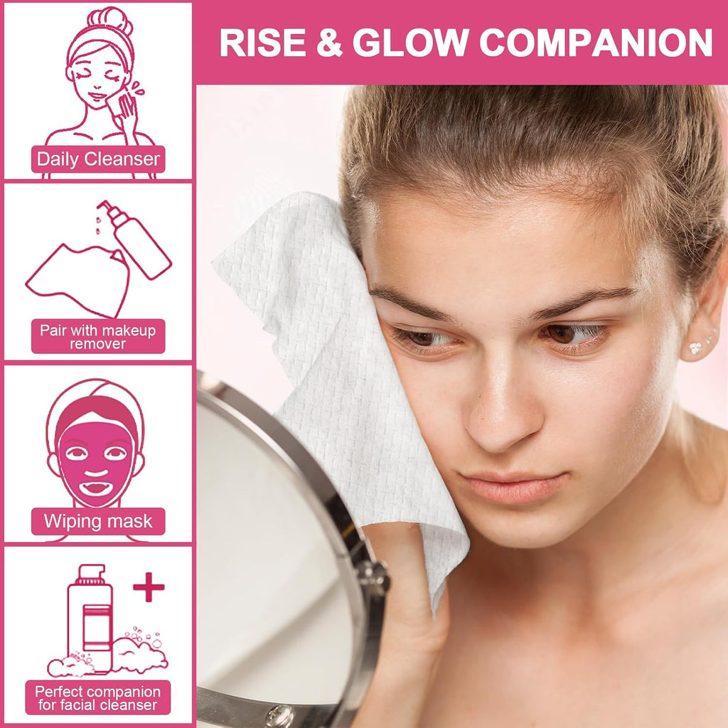 FACEMADE 120 Count Face Towels Disposable | 20% More Than Others | Lint-free and Odor-free | Perfect for Remove, Cleanse and Dry