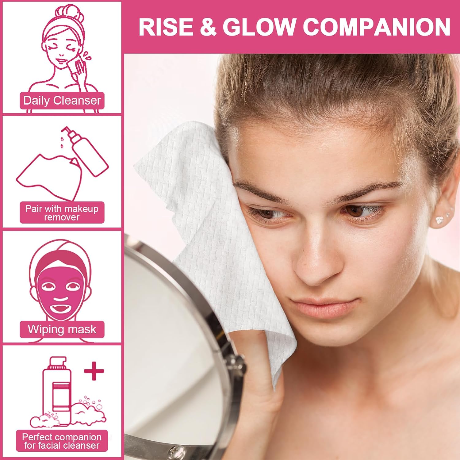 FACEMADE 120 Count Face Towels Disposable | 20% More Than Others | Lint-free and Odor-free | Perfect for Remove, Cleanse and Dry