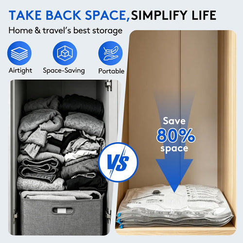 15+1 Packs Vacuum Bags for Travel with Rechargeable Pump, 3 Sizes Vacuum Seal Bags for Clothing, Compression Vacuum Travel Bags for Luggage, Vacuum Packing Bags for Closet Organization