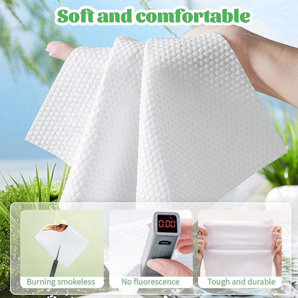 Disposable Face Towel, 100 Count Biodegradable Face Towels, for Washing Soft Cotton Dry Wipes Facial Cloths Towelettes for Washing and Drying, Facial Tissue for Cleansing