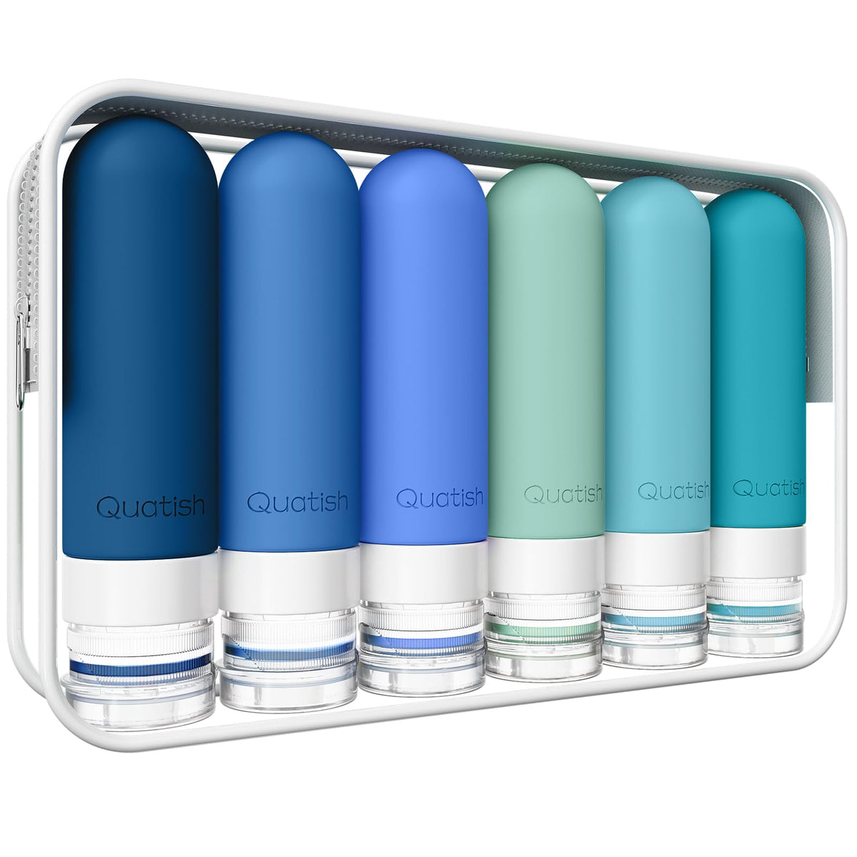 Quatish Travel Bottles for Toiletries 6 Pack, Original Patented Leakproof 3 oz Tsa Approved Travel Size Containers, BPA Free Silicone Shampoo and Conditioner Bottles, Camping Essentials