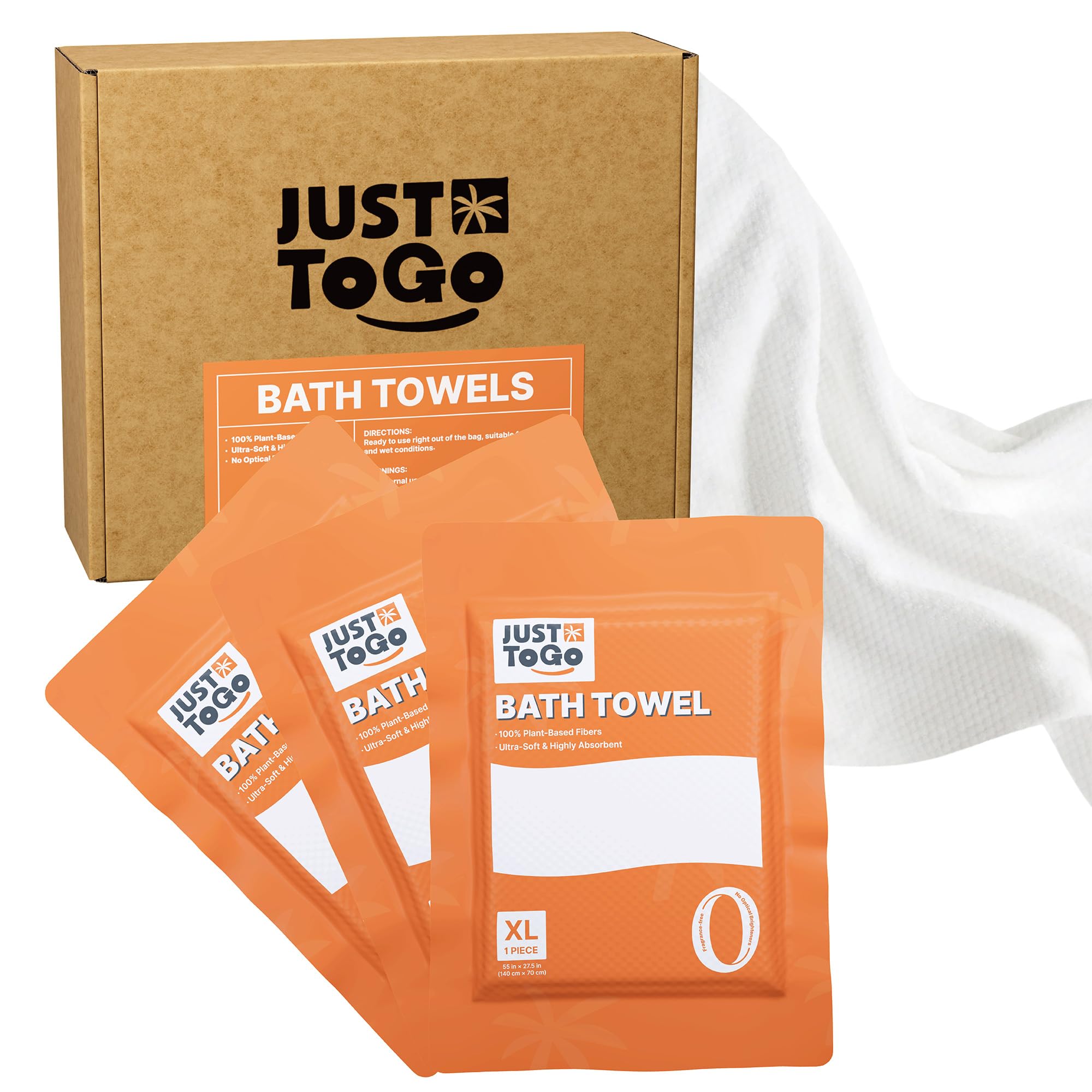 Disposable Bath Towels, 55 x 27.5 in, Vacuum Compressed, 3 Pack | FSC, 105g/㎡ , XL Size , Travel, Ultra-Soft, Plant-Based Fibers, Thick & Absorbent, Individually Wrapped, NO Water Needed