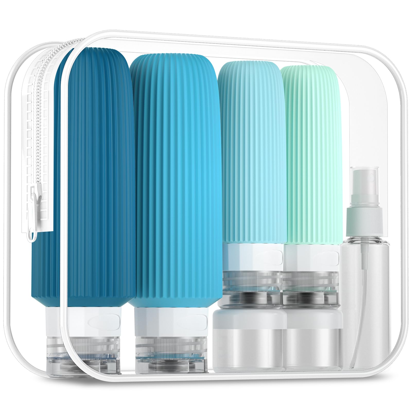 Mrsdry 16 Pack Travel Bottles Set, TSA Approved Leak Proof Silicone Squeezable Containers for Toiletries, Refillable Travel Accessories for Conditioner, Shampoo, Lotion & Body Wash Accessories