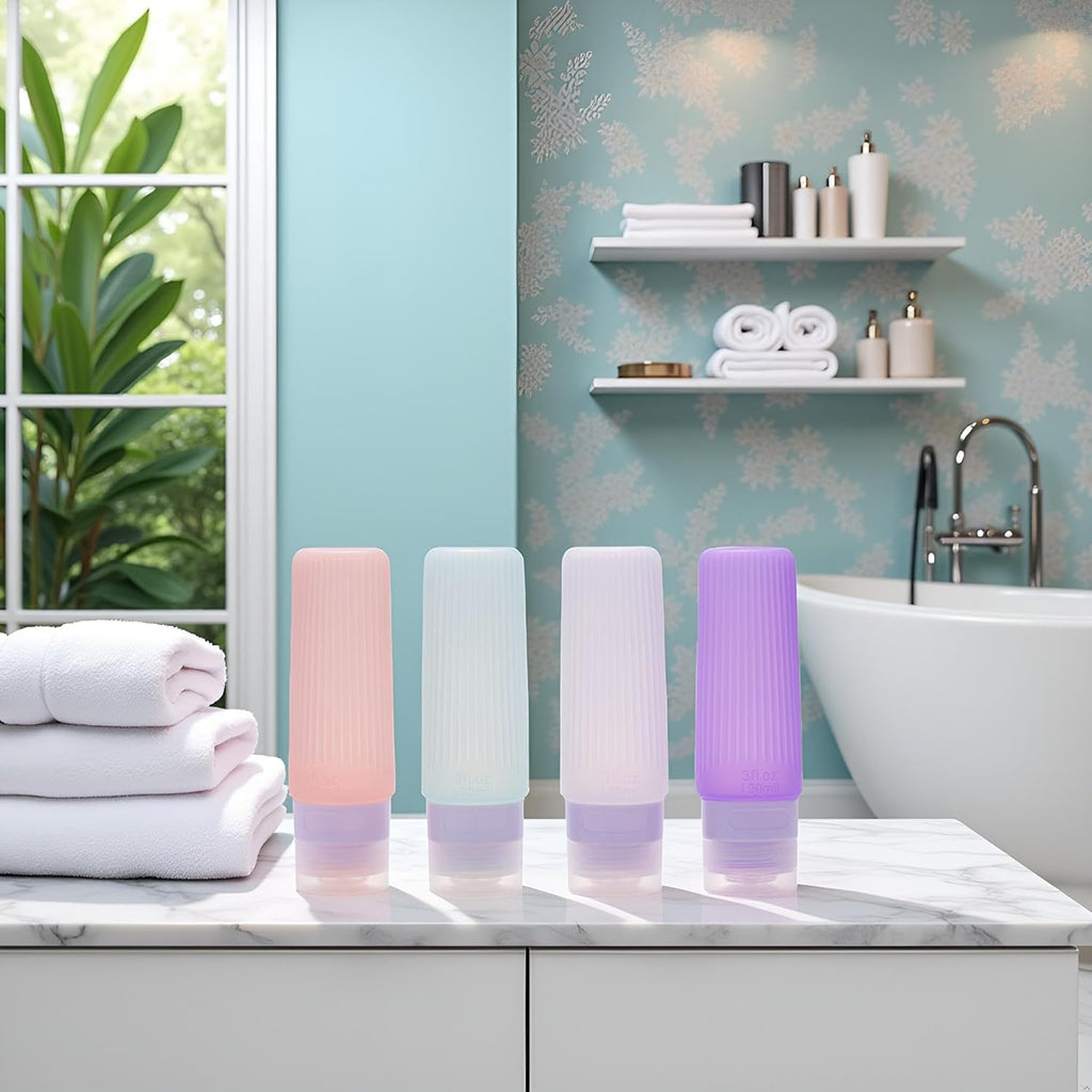 15 Pack Silicone Travel Bottles TSA Approved 3oz, Opal Shaped Leak Proof Refillable Toiletry Containers, BPA Free Wide Mouth Portable Travel Size Bottles for Shampoo Conditioner Lotion Body Wash