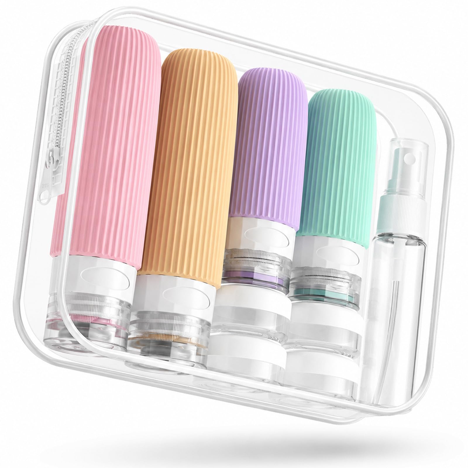 Mrsdry 16 Pack Travel Bottles Set, TSA Approved Leak Proof Silicone Squeezable Containers for Toiletries, Refillable Travel Accessories for Conditioner, Shampoo, Lotion & Body Wash Accessories