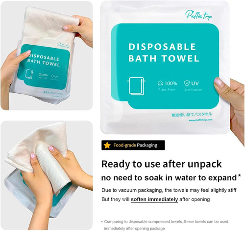 10 Pack Disposable Bath Towels 55''X27.5'’ Durable Portable Camping Towels | Large and thick individually vacuum packed for travel hotel business trip swimming pet towels sauna spa hot spring water play