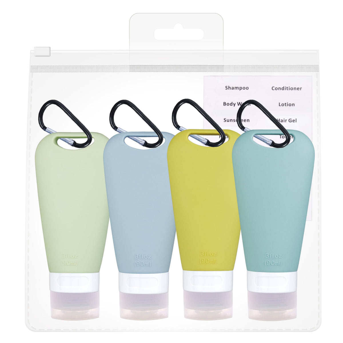 15 Pack Silicone Travel Bottles TSA Approved 3oz, Opal Shaped Leak Proof Refillable Toiletry Containers, BPA Free Wide Mouth Portable Travel Size Bottles for Shampoo Conditioner Lotion Body Wash