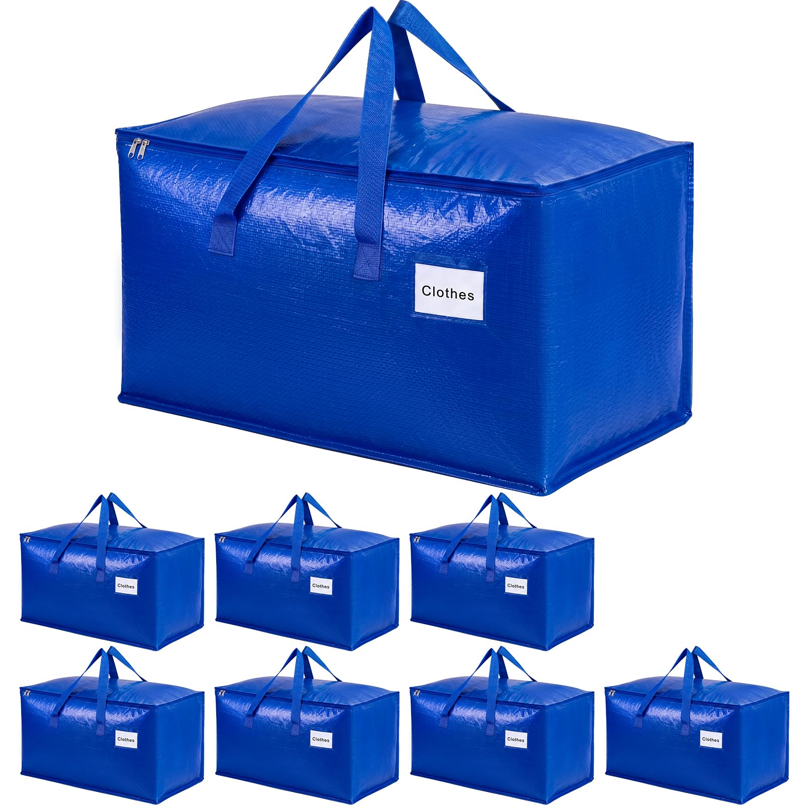 KYODOLED 10-Pack Clear Moving Bags Heavy Duty Extra Large, Storage Totes | Transparent, Reinforced Handles & Strong Zippers, Label Pocket, for College Dorm, Clothes, Bedding, Toys, Space-Saving