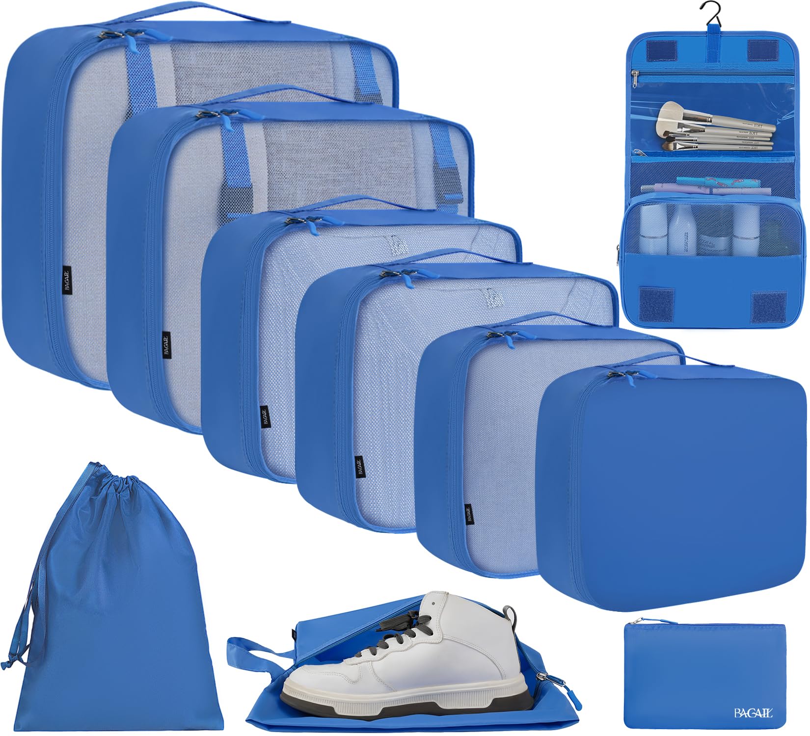 BAGAIL 6 Set/8 Set/10 Set Packing Cubes Various Sizes Packing Organizer for Travel Accessories Luggage Carry On Suitcase