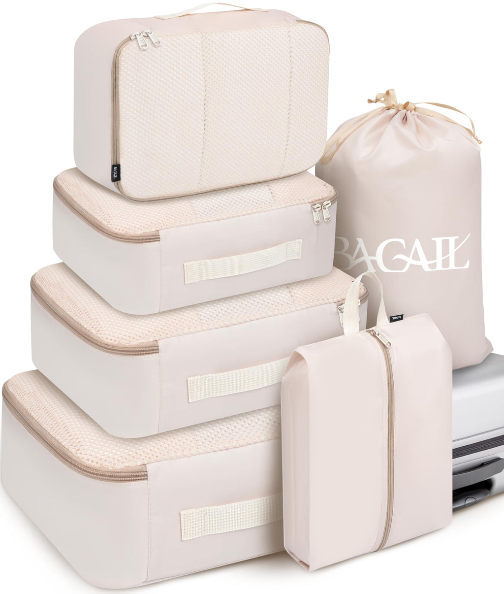 BAGAIL 8 Set Packing Cubes Luggage Packing Organizers for Travel Accessories-Blush Pink
