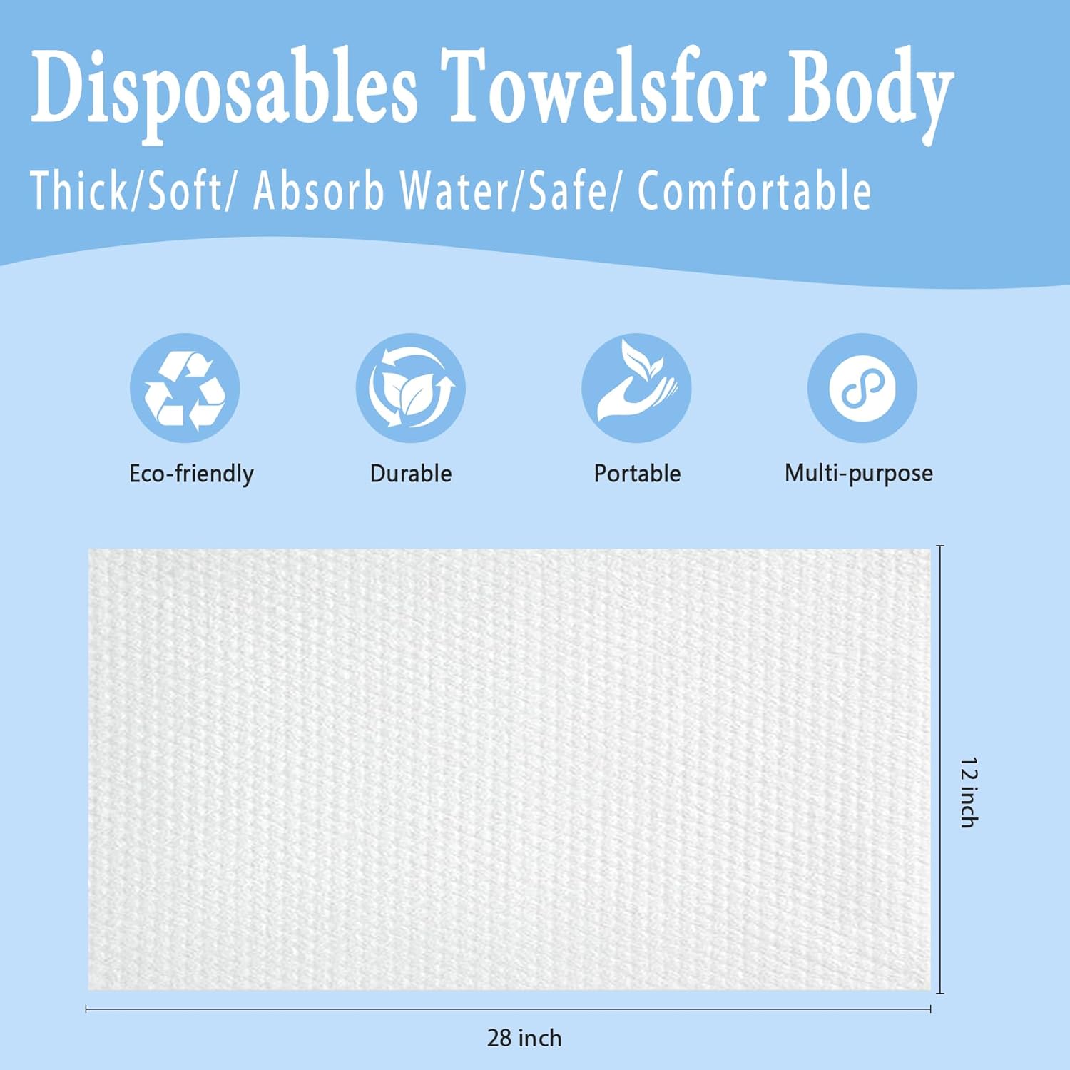 100PCS Disposable Towel, 28" ×12" Disposable Hair Towel for Spa Travel | Soft Absorbent Hair Drying Towels, Durable Lint-Free Travel Towels for Beauty Salon, Barber Shop, Gym, Bulk Clients Towels