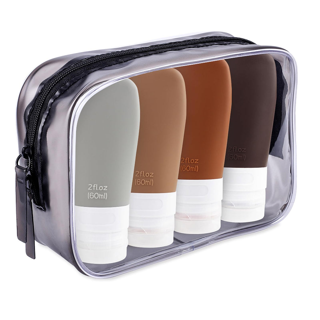 INSFIT Travel Bottles for Toiletries, TSA Approved 3oz Travel Size Containers, BPA Free Leak Proof Squeezable Silicone Tubes for Shampoo Conditioner Lotion Body Wash with Labels