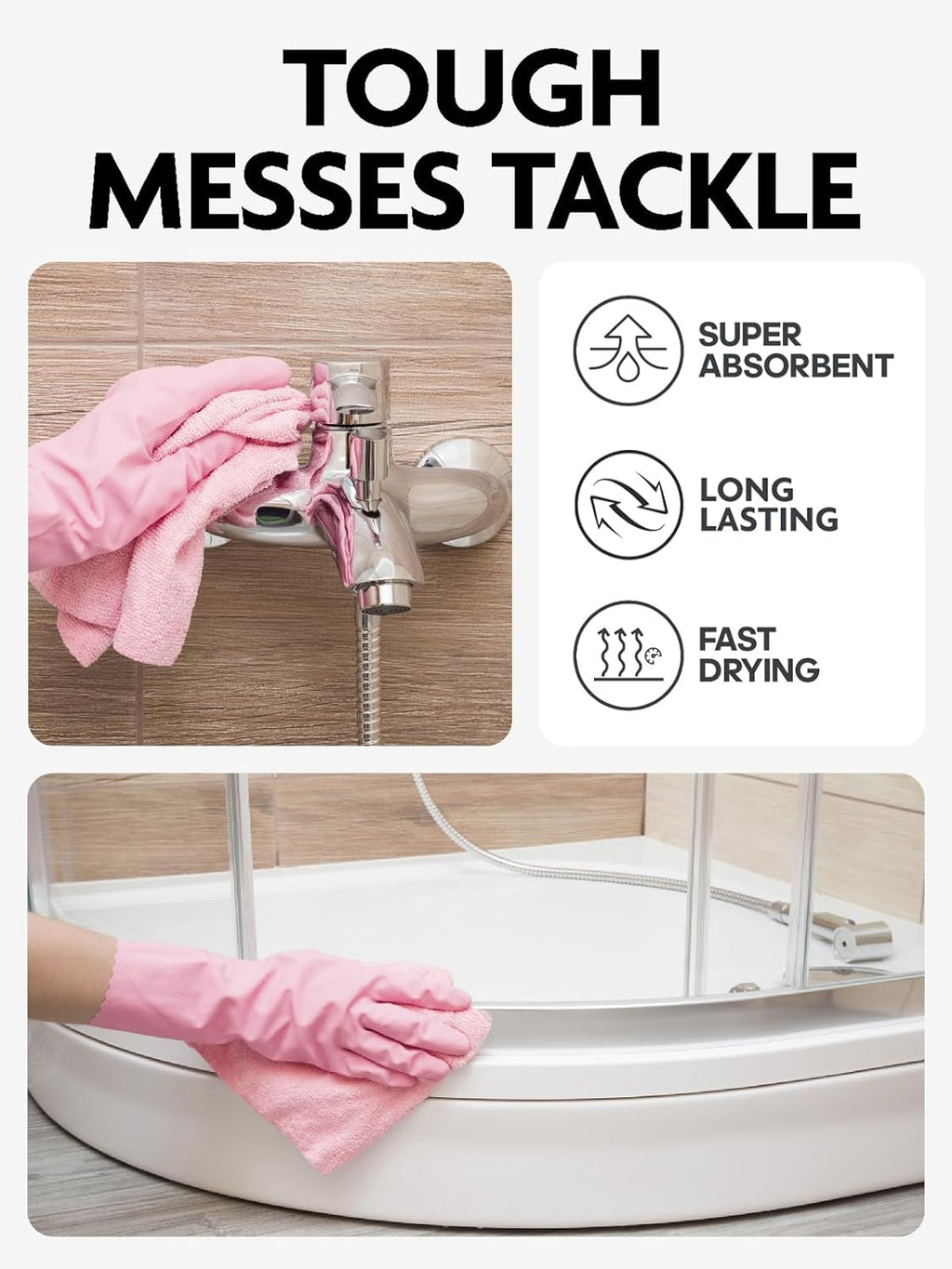 Fantasticlean Microfiber Cleaning Cloth Roll -75 Pack, 12" x 12" (Pink) | Reusable Alternative to Paper Towels, Ultra Absorbent, Lint-free Microfiber Towel Roll, for All-Purpose Cleaning