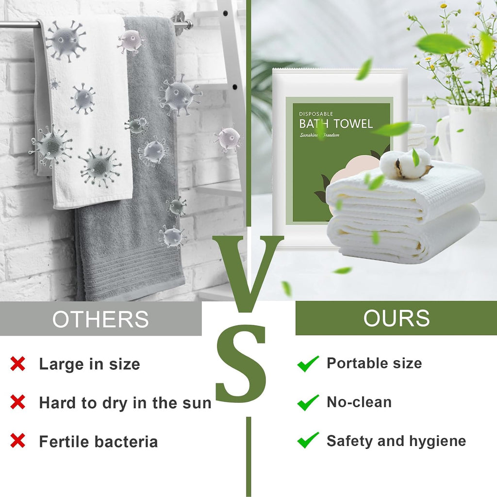 Disposable Bath Towels, 10 Pack 55" x 27.5" Ultra Soft, Quick Dry Disposable Body Towels, Portable Travel Towel for Hotel Camping Beach Swimming Gym Sauna Spa, Personal Care Pet Towels