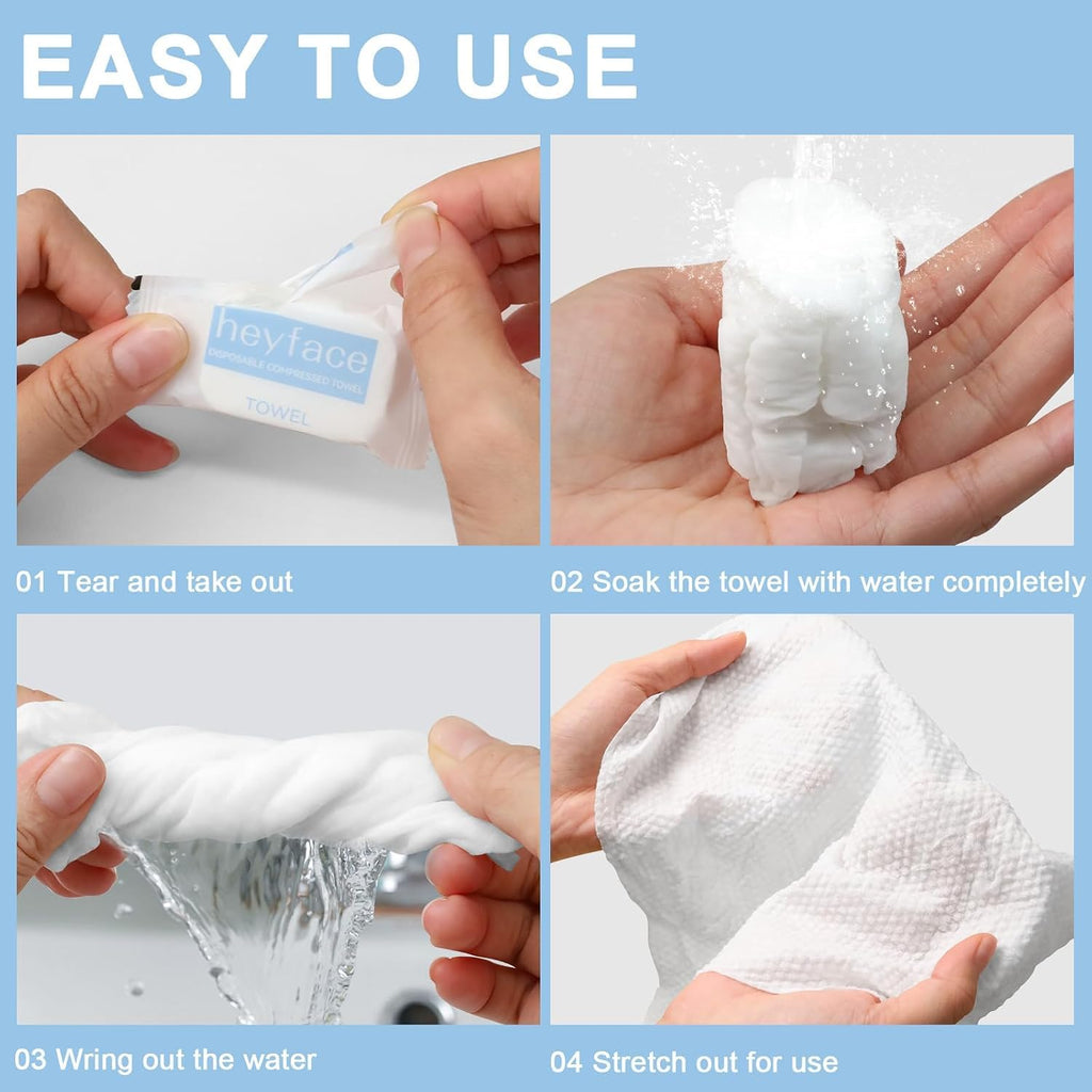 Compressed Towels Tablets (11.8" x11") 50 PCS Disposable Face Towel | Compressed Washcloths for Travel, Soft Compressed Face Towel with Waterproof Case for Daily Use & Camping Essentials