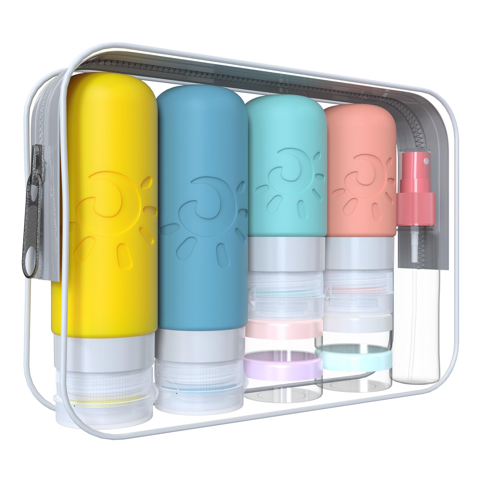 Zafit 18 Pack travel Bottles for Toiletries, TSA Approved Silicone Travel Containers Leak Proof Refillable Travel Accessories for Shampoo Conditioner Lotion Body Wash(Multicolored C)