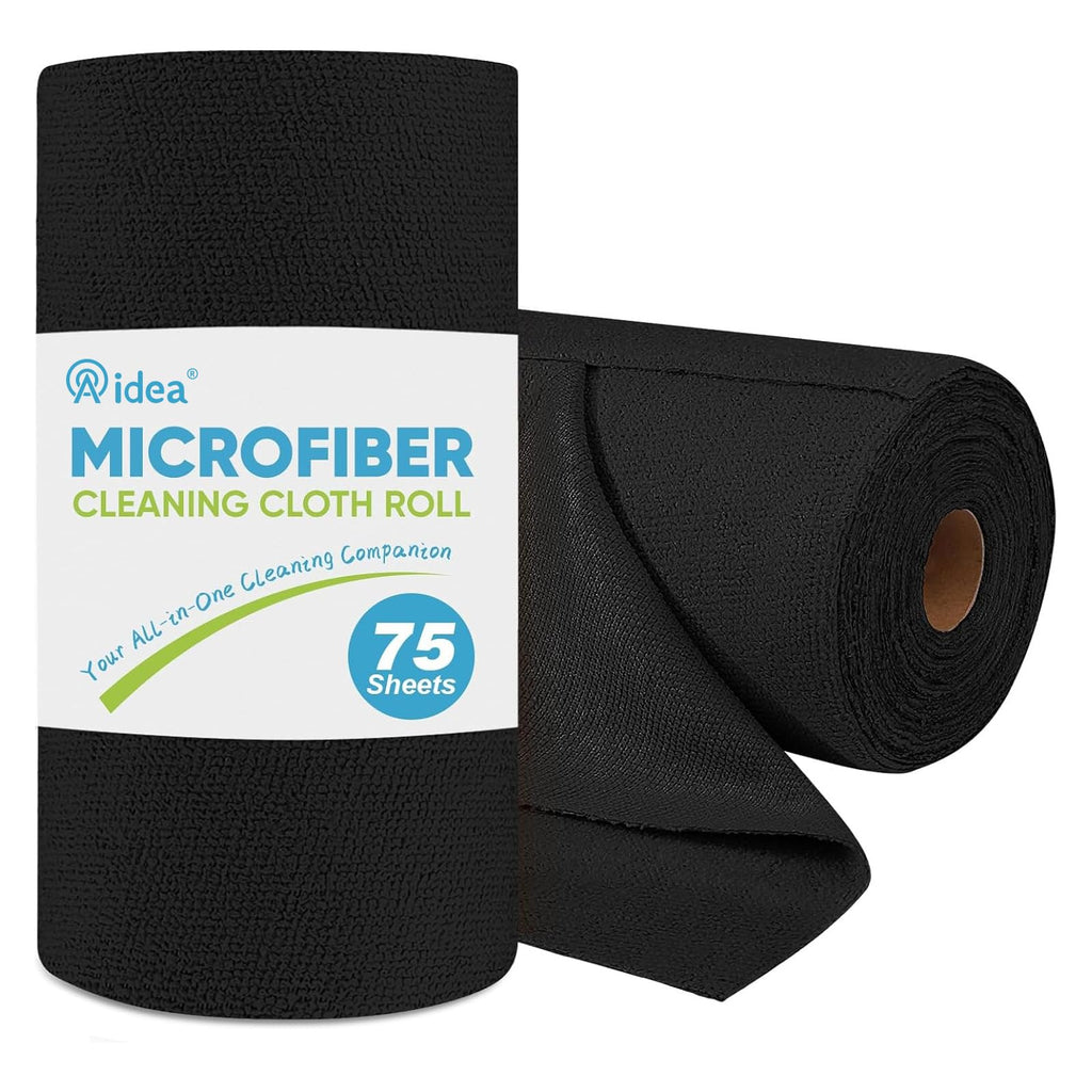 AIDEA Microfiber Cleaning Cloth Roll-50PK, Paper Towels Reusable 11.5×11.5" | Tear Away Towels, Washable Shop Rags, Microfiber Towels for Cars, Lint Free Rags for House, Kitchen, Window, Grey
