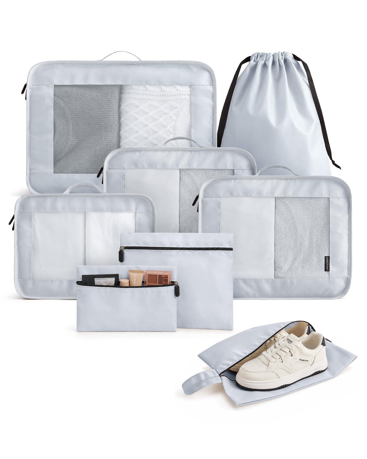 8 Set Packing Cubes for Travel, Cruise Ship Travel Essentials | 8-Pack Packing Bags, Mesh Luggage Organizer Bags & Laundry Shoe Bags for Max Clothing Capacity, Holiday Vacation Camping