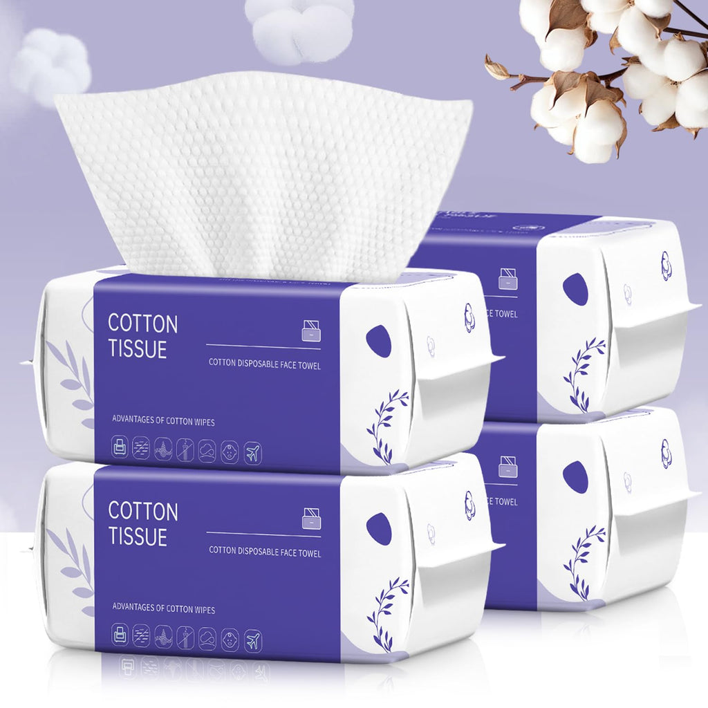 Disposable Face Towel 100 Count, Face Towels, Soft Cotton Dry Wipes Facial Cloths Towelettes for Washing and Drying, Facial Tissue for Cleansing, Skincare and Makeup Remover