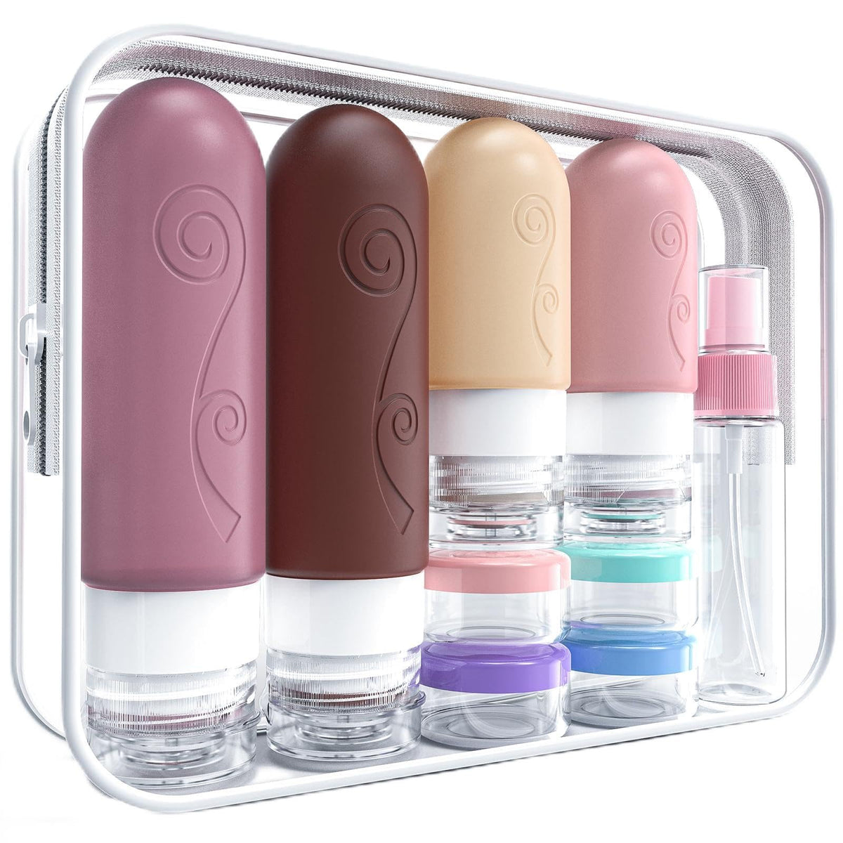 vodvob 16 Pack Travel Bottles Set for Toiletries, TSA Approved Travel Containers Leak Proof Silicone Squeezable Travel Accessories 2oz 3oz for Shampoo Conditioner Lotion Body Wash (BPA Free) (black)
