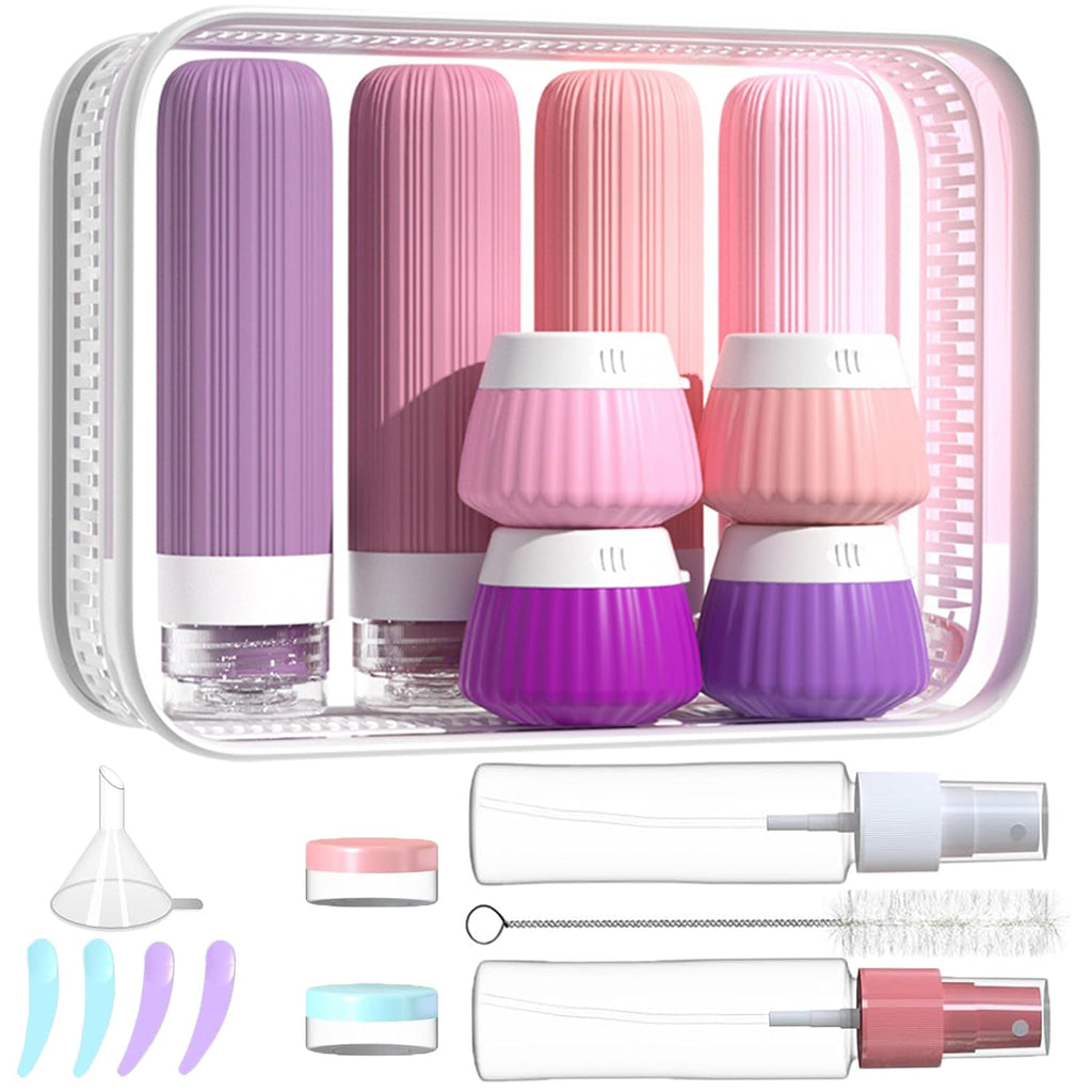 18Pack Travel Bottles for Toiletries TSA Approved Silicone Travel Containers for Toiletries, Leak Proof Refillable Liqus Shampoo And Conditioner travel Essentials toiletry Bottles (BPA Free)