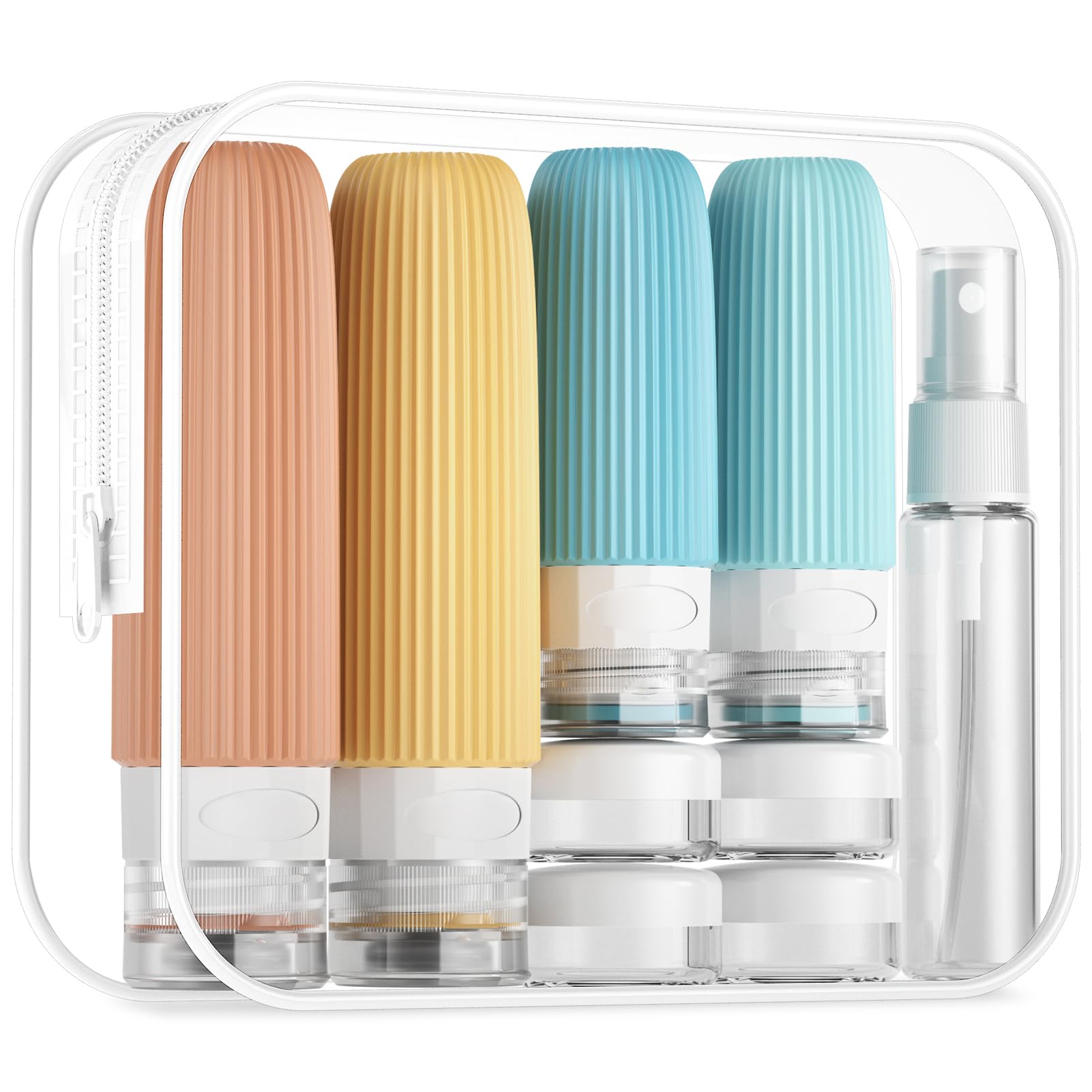 Mrsdry 16 Pack Travel Bottles Set, TSA Approved Leak Proof Silicone Squeezable Containers for Toiletries, Refillable Travel Accessories for Conditioner, Shampoo, Lotion & Body Wash Accessories