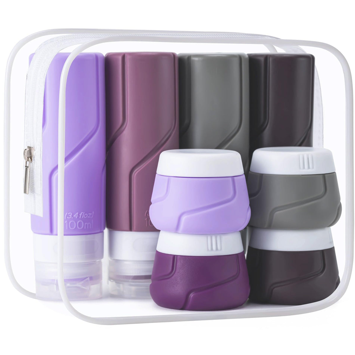 Travel Bottles - 15 Pack, TSA Approved Travel Size Toiletries, Leak Proof Silicone Squeezable Containers in Clear Bag(Colorful)