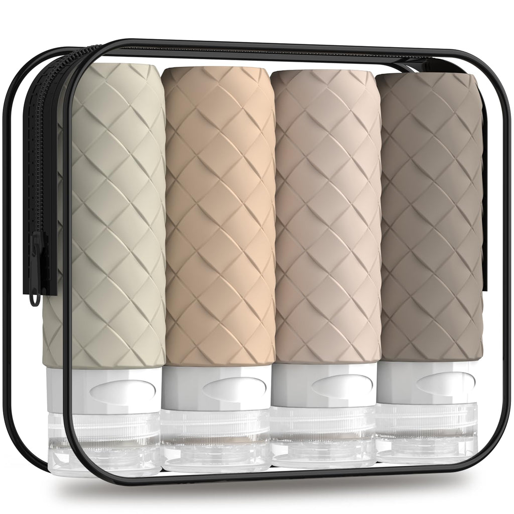 Silevoler Travel Bottles for Toiletries, TSA-Approved Travel Size Container | Woven Pattern BPA Free Silicone Leak Proof Refillable Liqus Shampoo And Conditioner Essentials Toiletry Bottles(Purple)