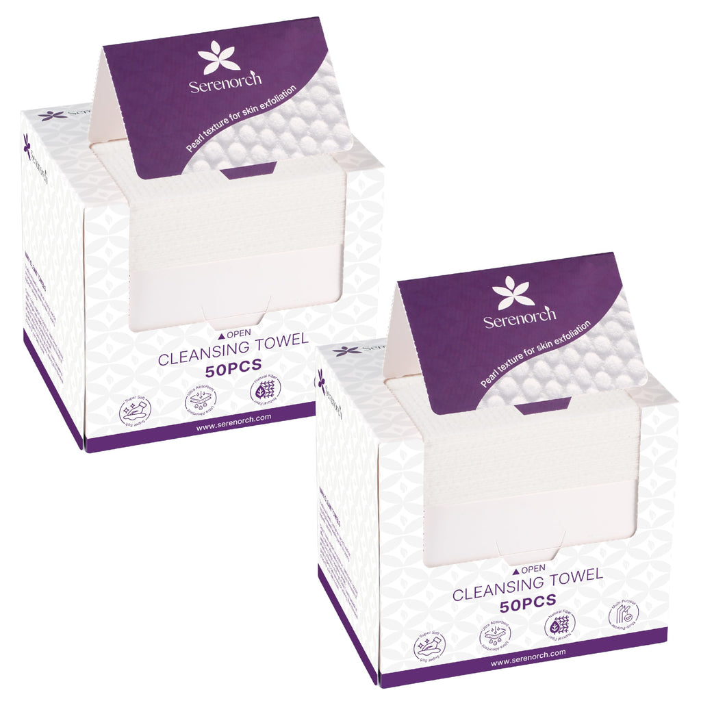 Disposable Face Towels XL, 50 Count | 10" x 12" Ultra Thick Facial Cleansing Cloths, Soft Dry Wipes for Sensitive Skin, Lint-Free Makeup Remover Towelettes