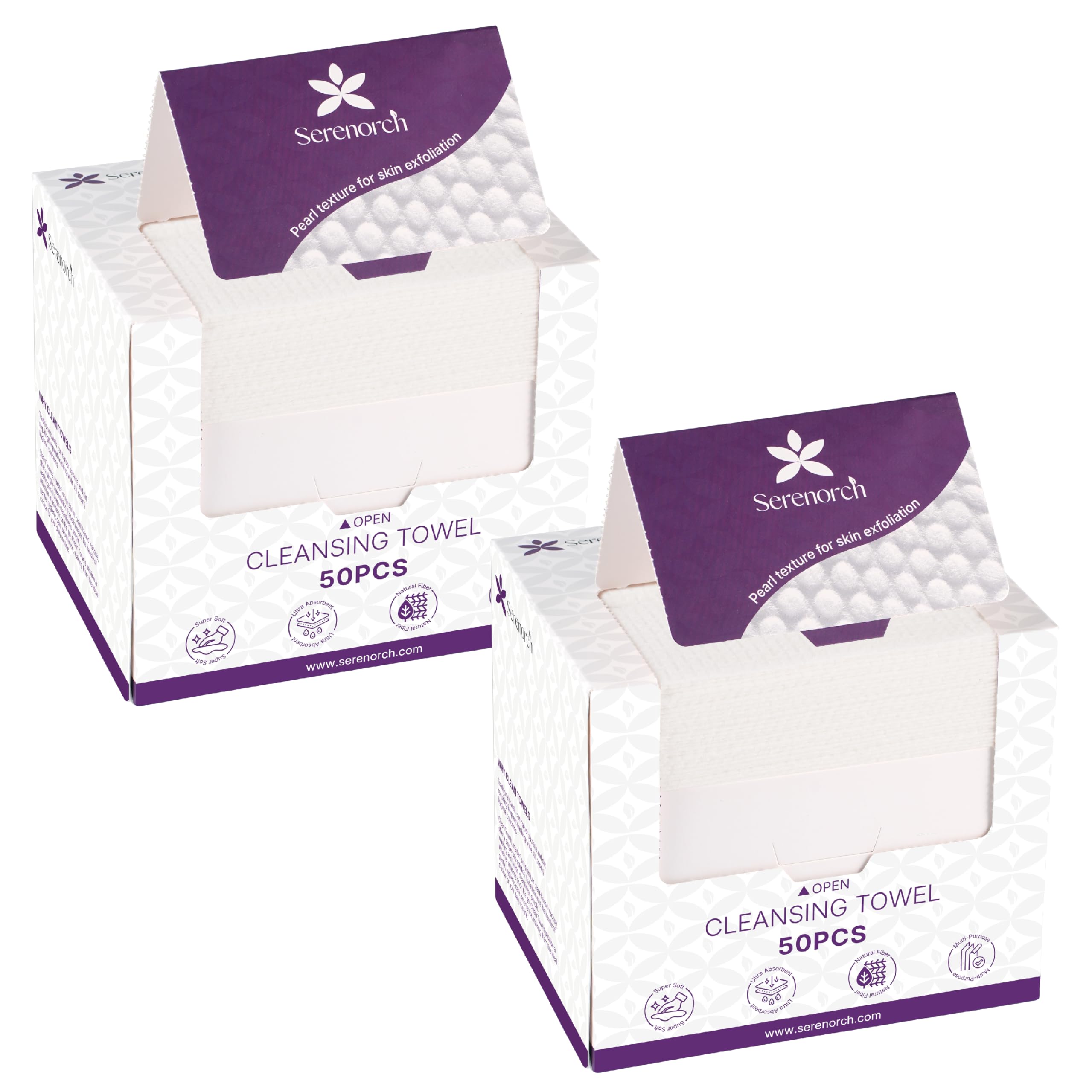 Disposable Face Towels XL, 50 Count | 10" x 12" Ultra Thick Facial Cleansing Cloths, Soft Dry Wipes for Sensitive Skin, Lint-Free Makeup Remover Towelettes