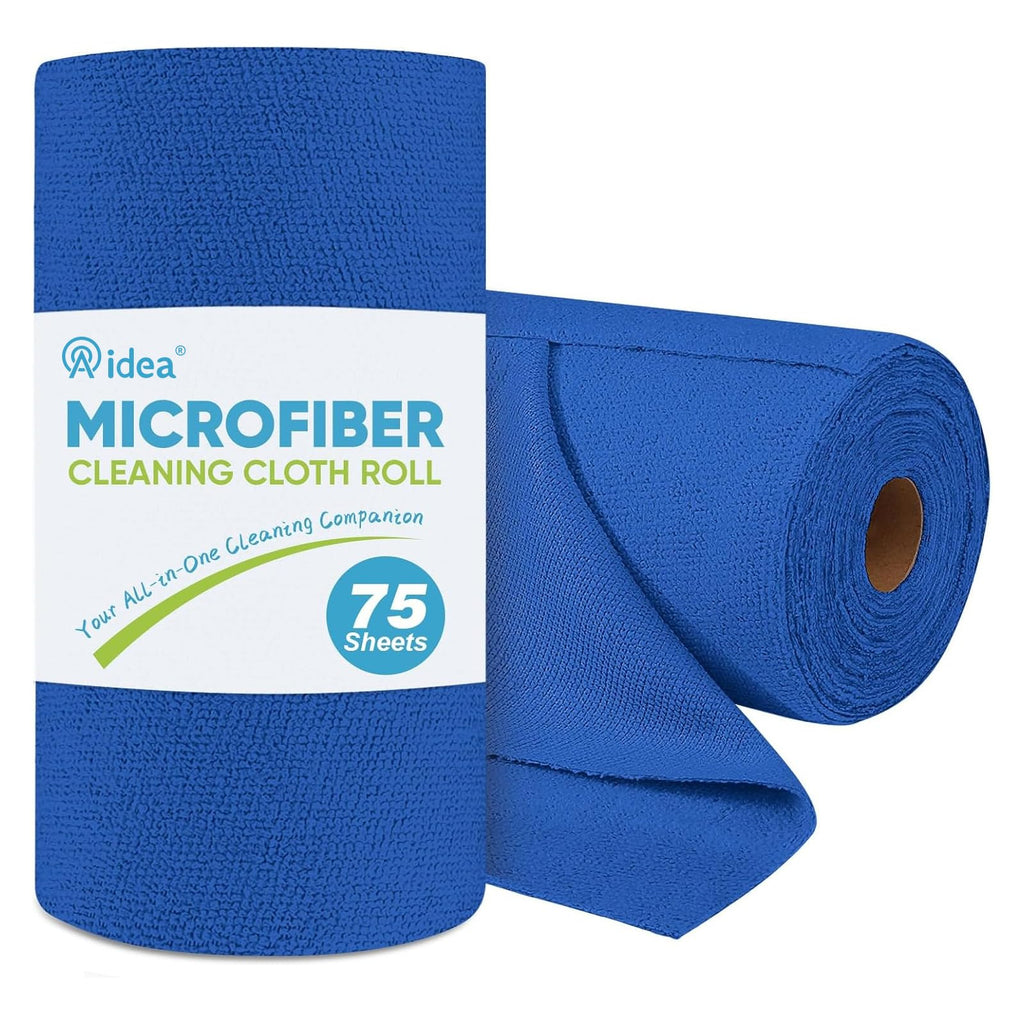 AIDEA Microfiber Cleaning Cloth Roll-50PK, Paper Towels Reusable 11.5×11.5" | Tear Away Towels, Washable Shop Rags, Microfiber Towels for Cars, Lint Free Rags for House, Kitchen, Window, Grey