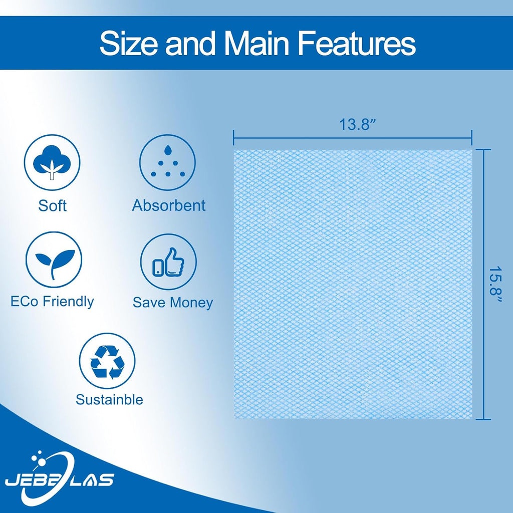 JEBBLAS Disposable Cleaning Towels and Dish Cloths, Reusable Towels,Handy Cleaning Wipes, 50 Count/Pack,Blue