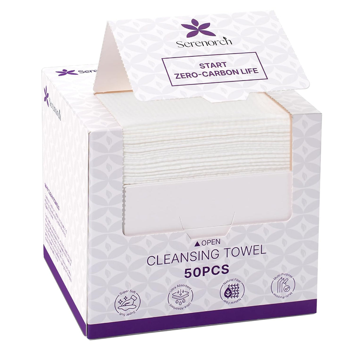 Disposable Face Towels XL, 50 Count | 10" x 12" Ultra Thick Facial Cleansing Cloths, Soft Dry Wipes for Sensitive Skin, Lint-Free Makeup Remover Towelettes