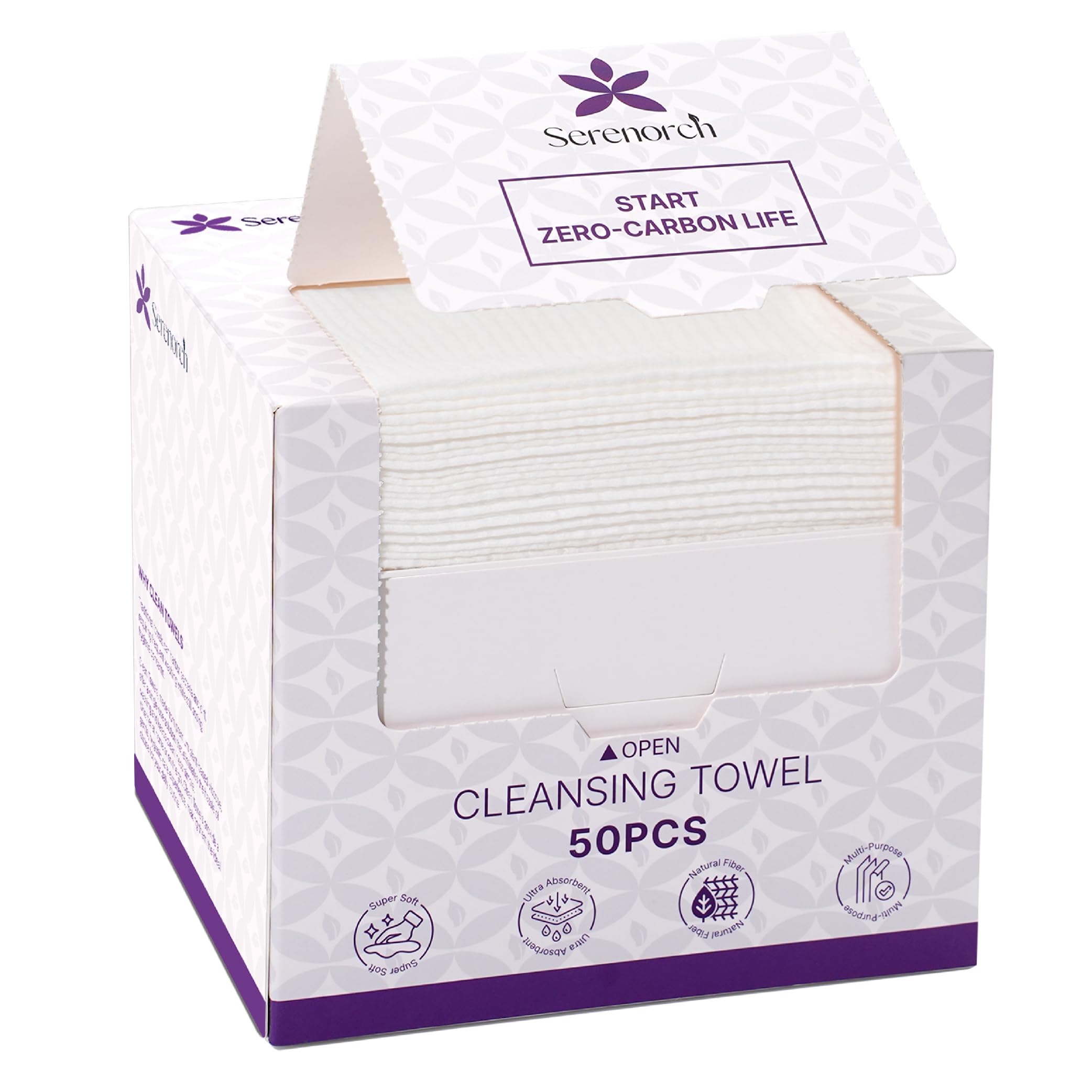 Disposable Face Towels XL, 50 Count | 10" x 12" Ultra Thick Facial Cleansing Cloths, Soft Dry Wipes for Sensitive Skin, Lint-Free Makeup Remover Towelettes