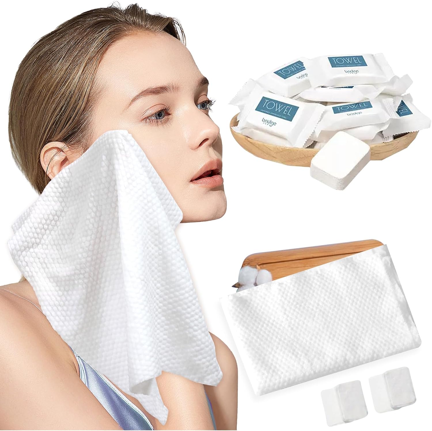 Disposable Compressed Face Towels, 48 Pack Individually Wrapped, 11.8" × 9.5" Pure Cotton Travel Towels, Quick-Expand, Ultra Absorbent & Thickened Portable Towels