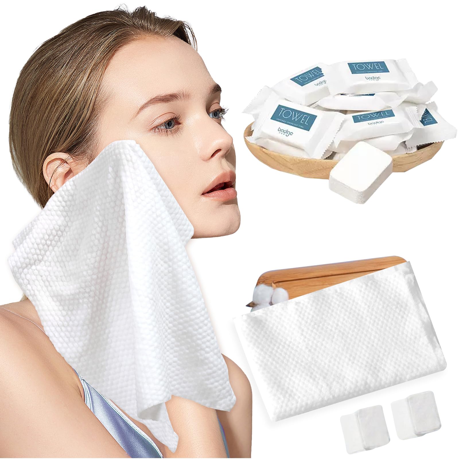 Disposable Compressed Face Towels, 48 Pack Individually Wrapped, 11.8" × 9.5" Pure Cotton Travel Towels, Quick-Expand, Ultra Absorbent & Thickened Portable Towels