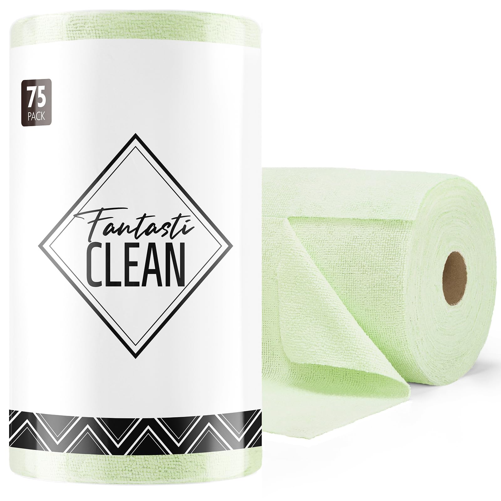 Fantasticlean Microfiber Cleaning Cloth Roll -75 Pack, 12" x 12" (Pink) | Reusable Alternative to Paper Towels, Ultra Absorbent, Lint-free Microfiber Towel Roll, for All-Purpose Cleaning