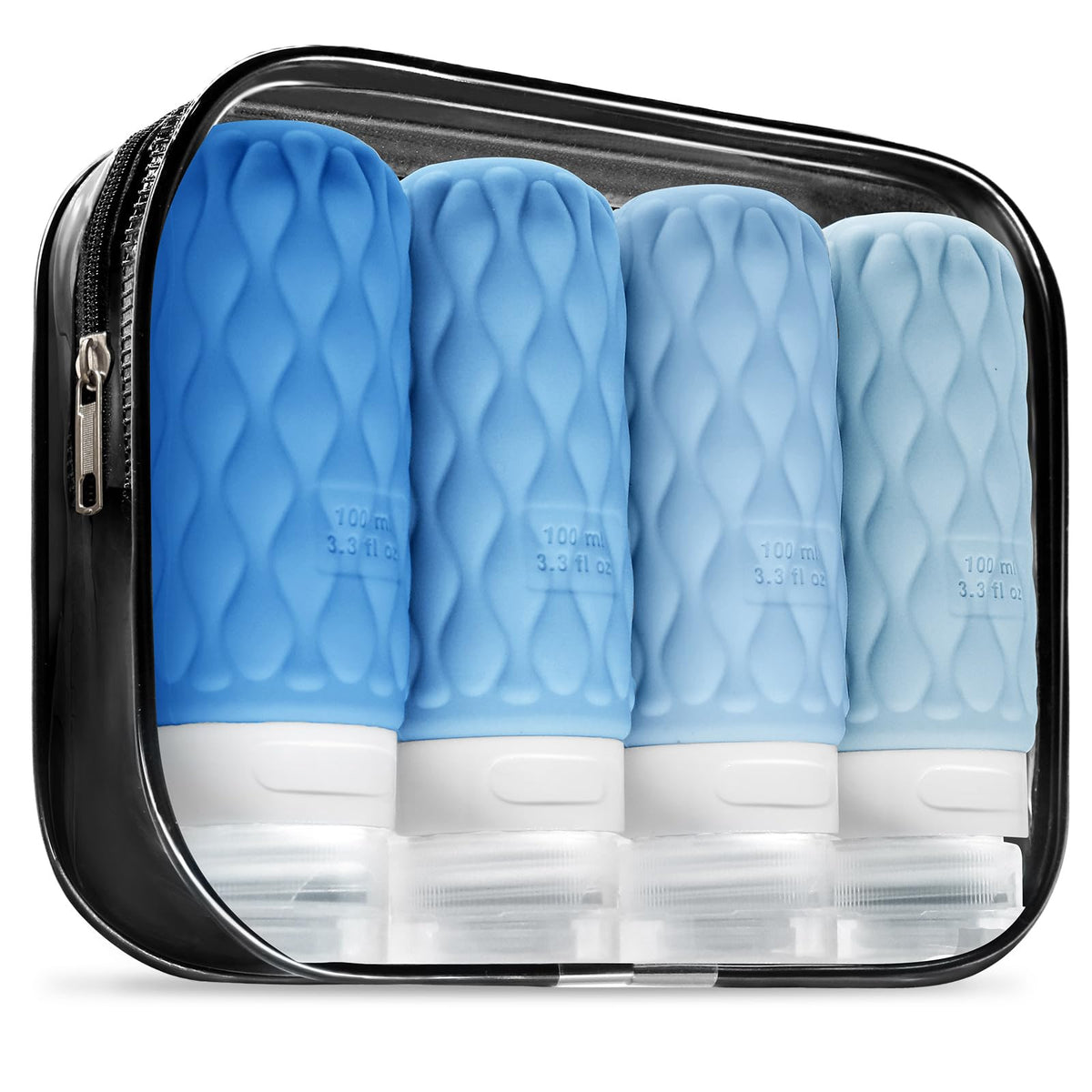 Travel Bottles for Toiletries Silicone Travel Size Containers 3.4oz 1.7oz | Travel Essentials TSA Approved Leakproof Refillable Squeeze Bottles with Labels/Clear Bag for Shampoo, Conditioner, Creams