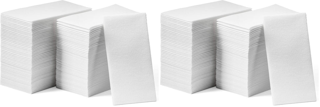 Disposable Linen-Feel Guest Towels - 12" x 17" Cloth-Like Hand Towels - Made In USA, Soft And Absorbent Paper Napkin For Bathroom, Kitchen, Or Event [Extra-Soft - Pack of 50], White